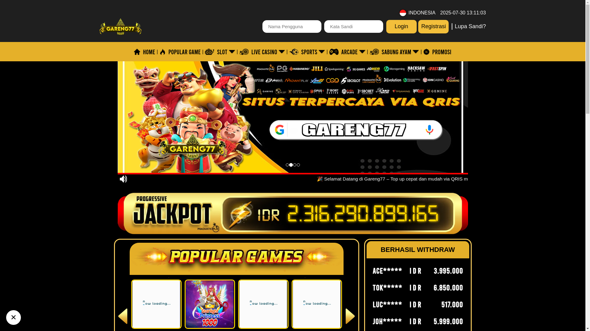 website screenshot of https://gareng77.website/