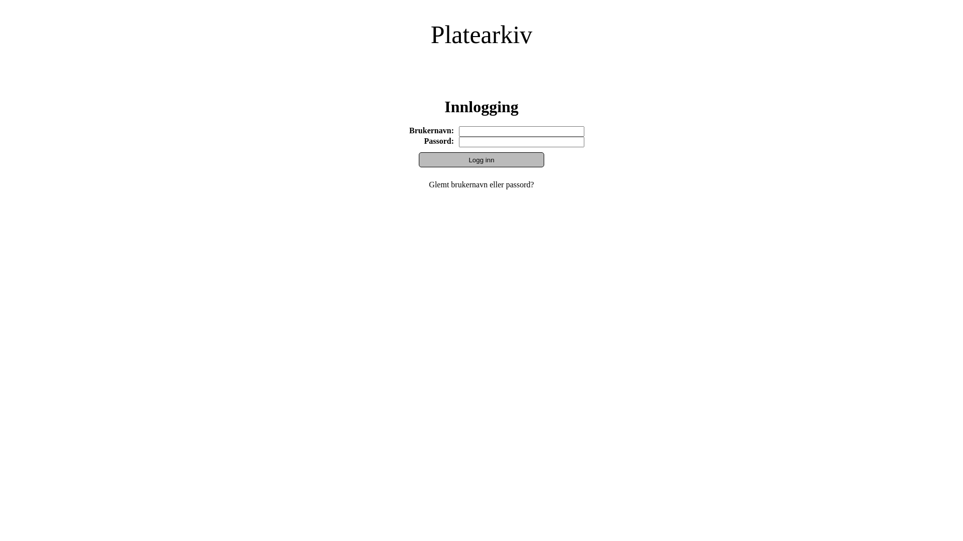 website screenshot of https://platearkiv.no/