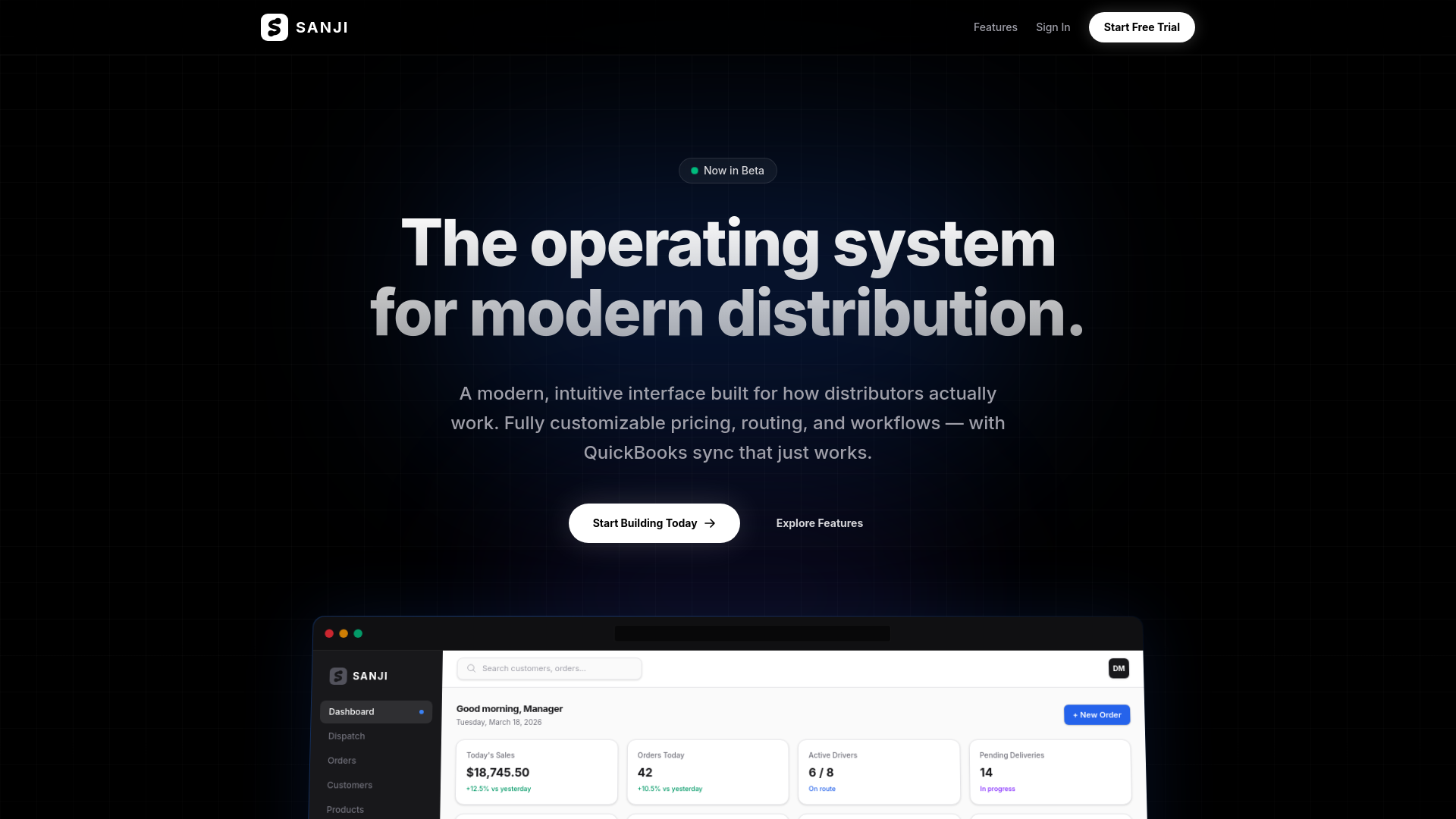 website screenshot of https://sanjisolutions.io/