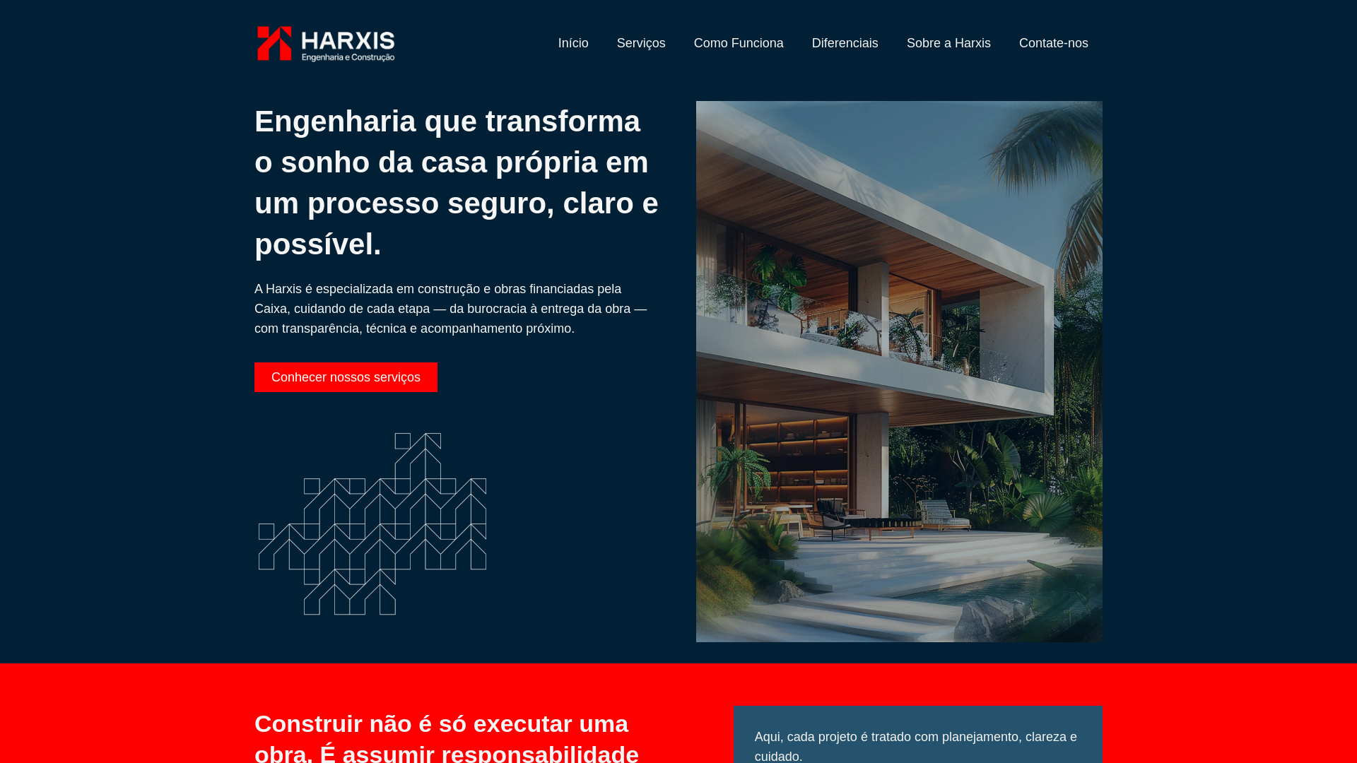 website screenshot of https://harxisconstrutora.com.br/