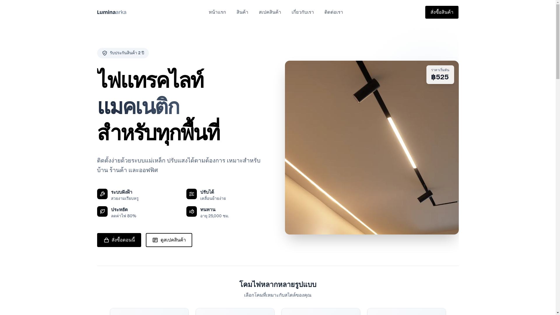website screenshot of https://luminaarkatracklight.com/