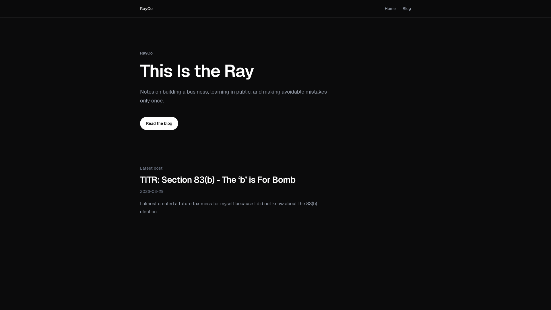 website screenshot of https://itsray.co