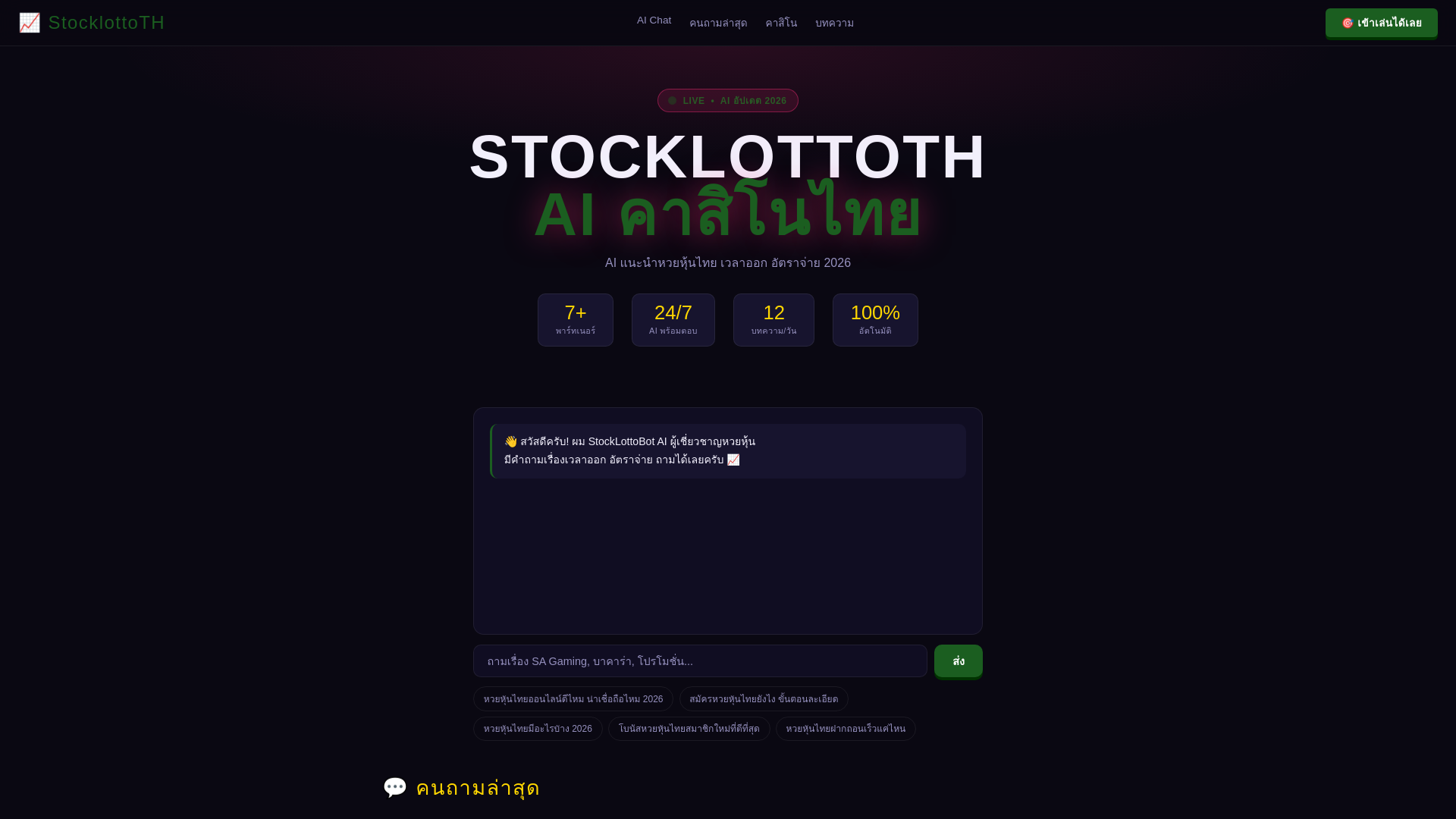 website screenshot of https://stocklottoth.win