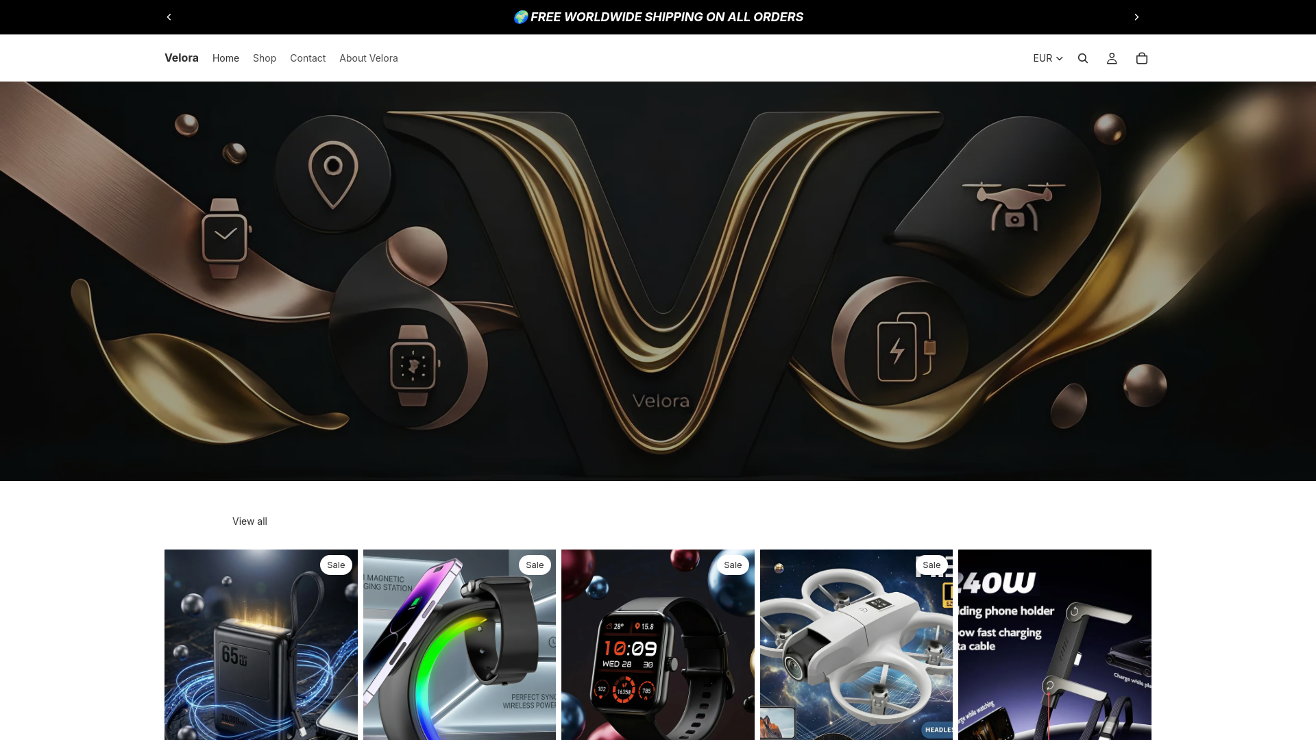 website screenshot of https://myvelorastore.com/