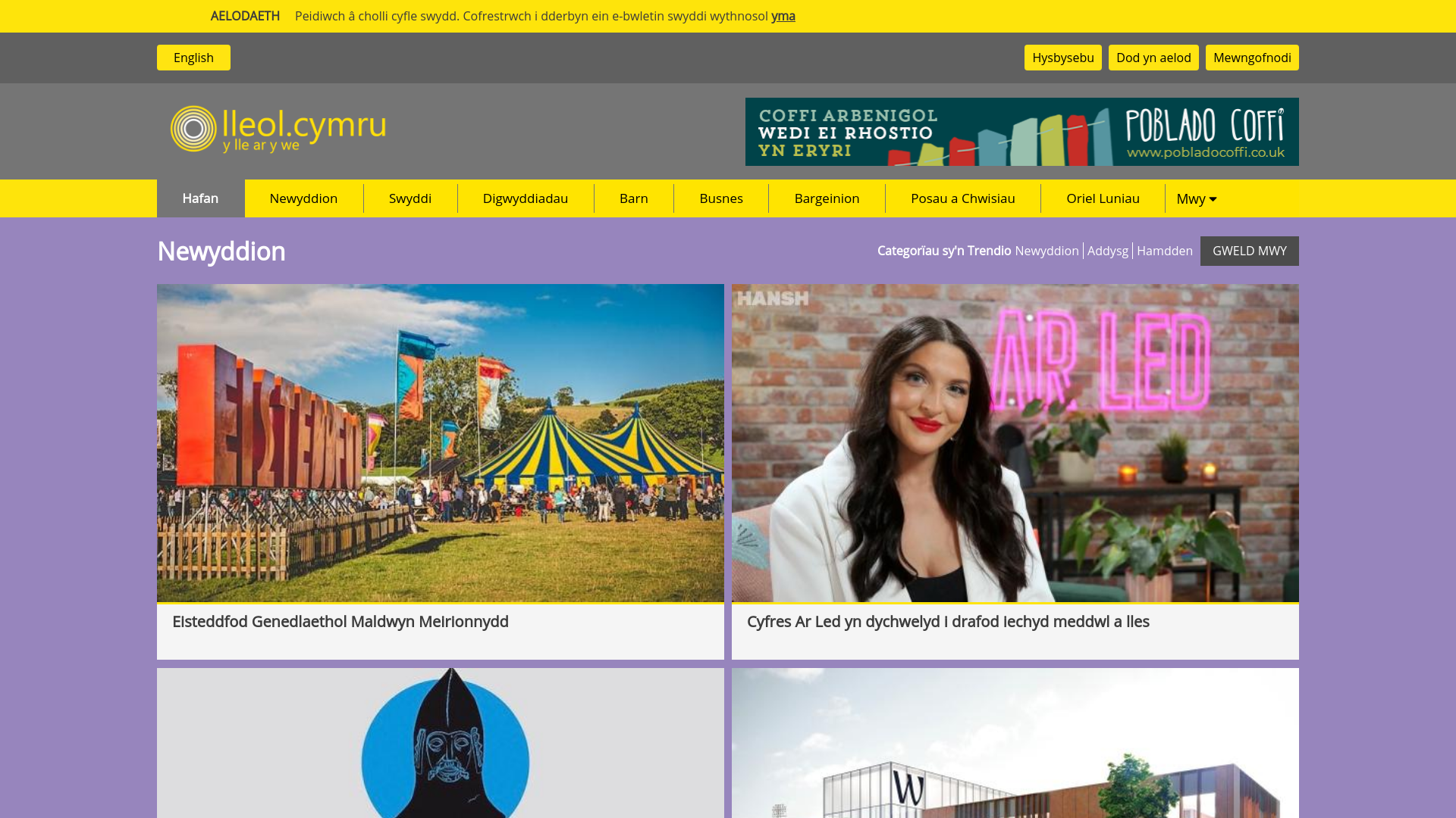 website screenshot of https://lleol.cymru/