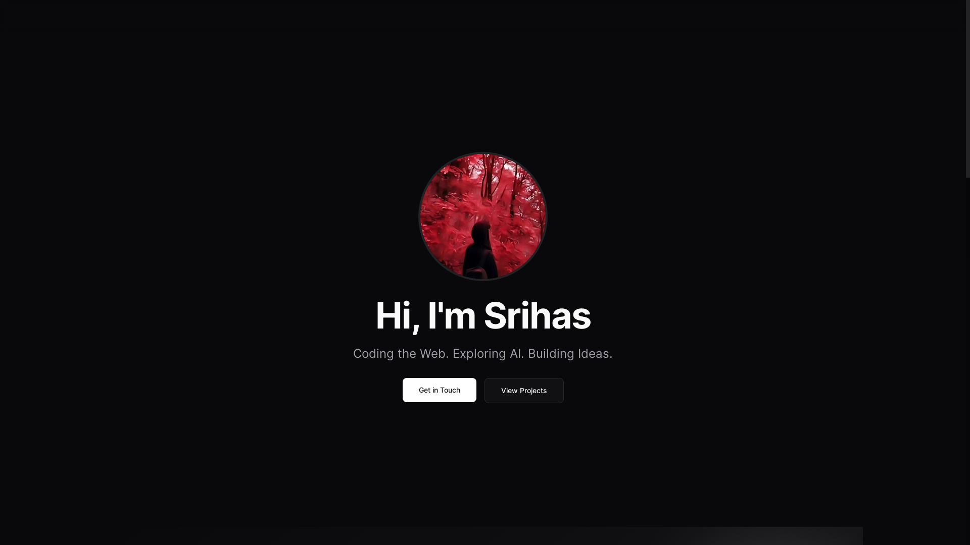 website screenshot of https://srihasrc.dev/