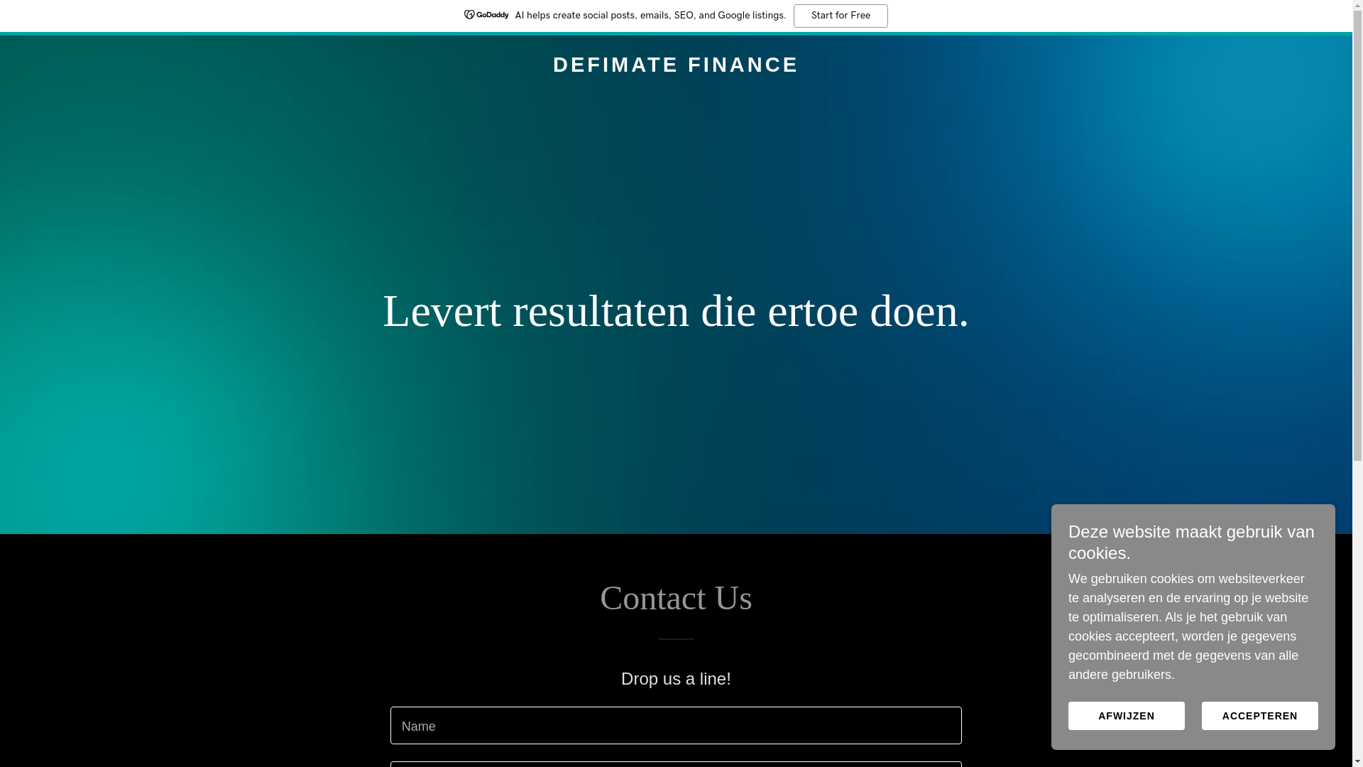 website screenshot of https://defimate.finance/