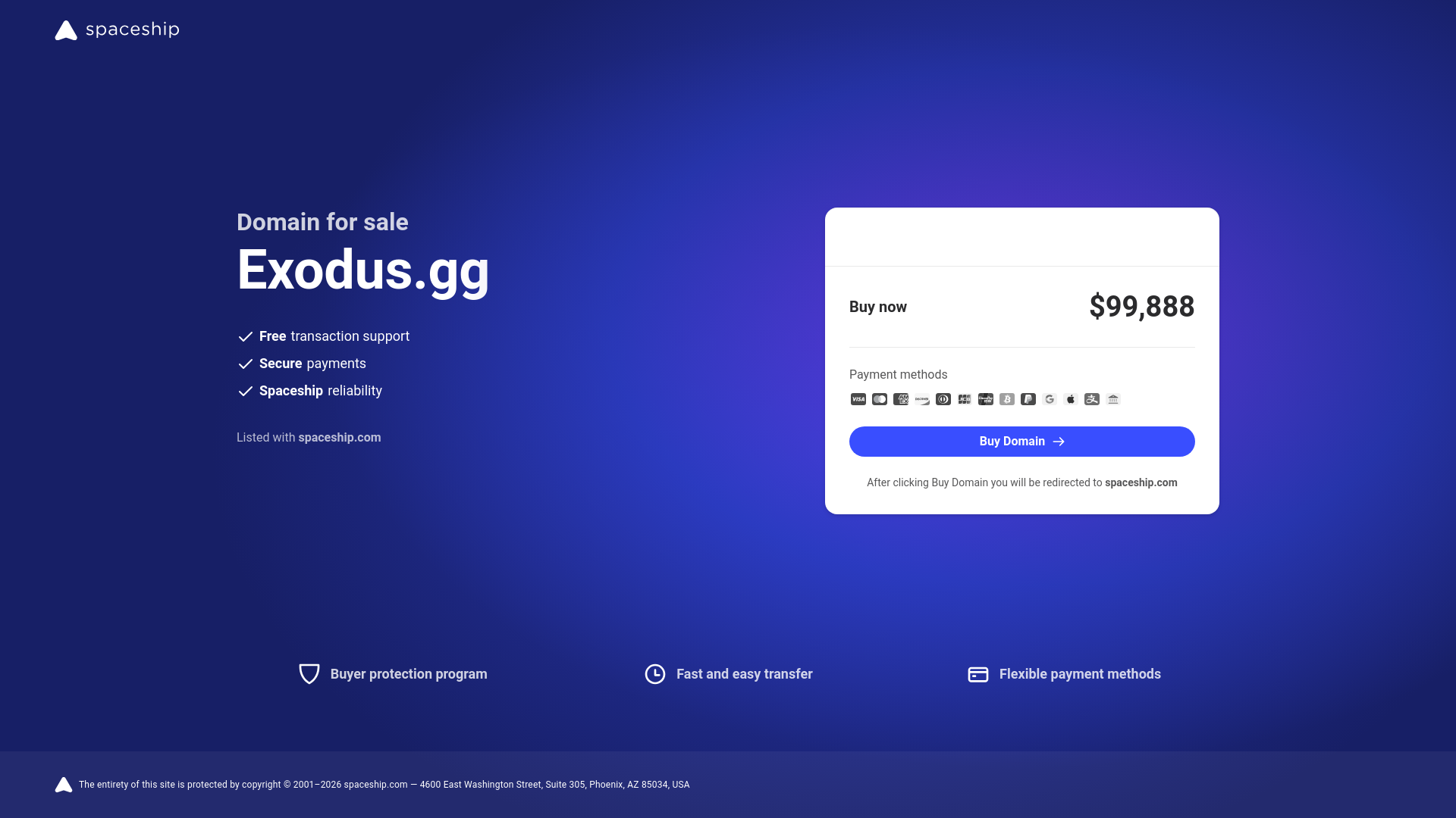 website screenshot of https://exodus.gg/