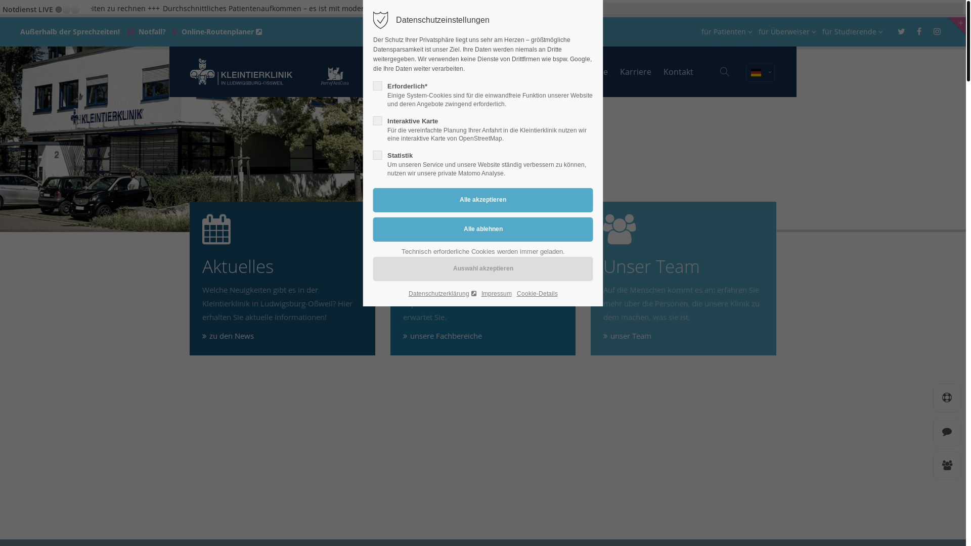 website screenshot of https://anicura-ludwigsburg-ossweil.de/