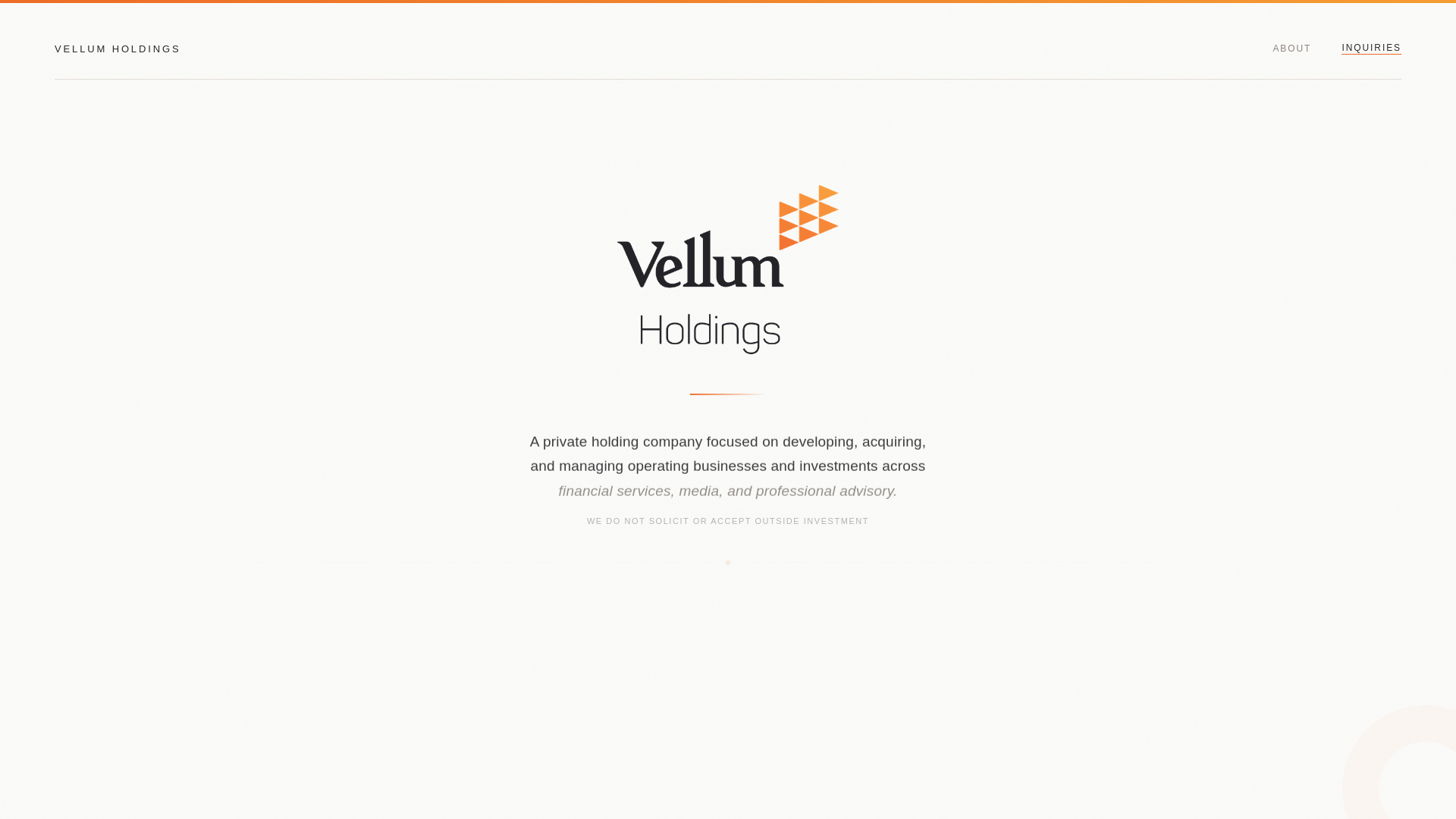 website screenshot of https://vellumholdings.pages.dev/