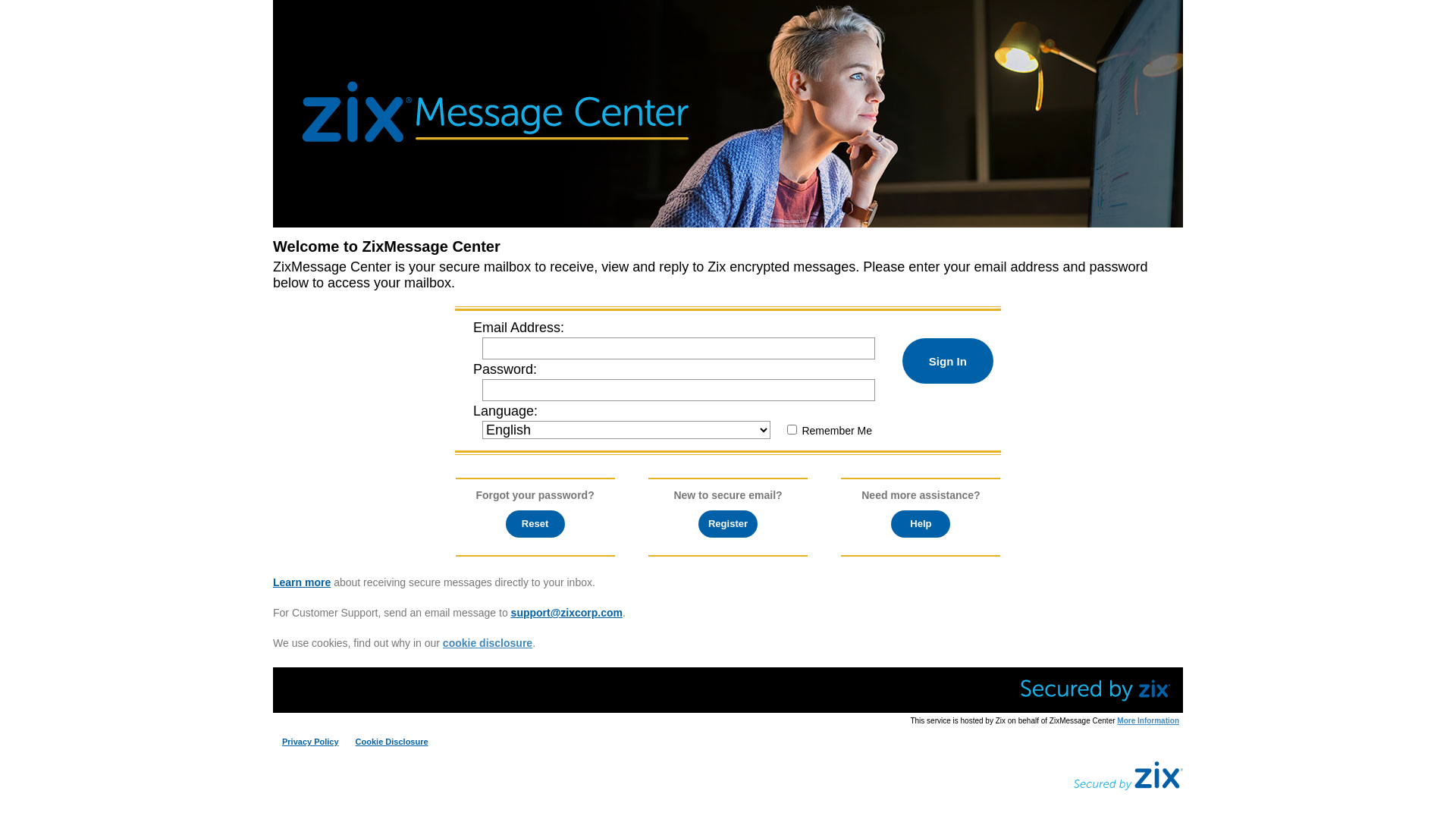 website screenshot of https://formancap.secureemailportal.com/