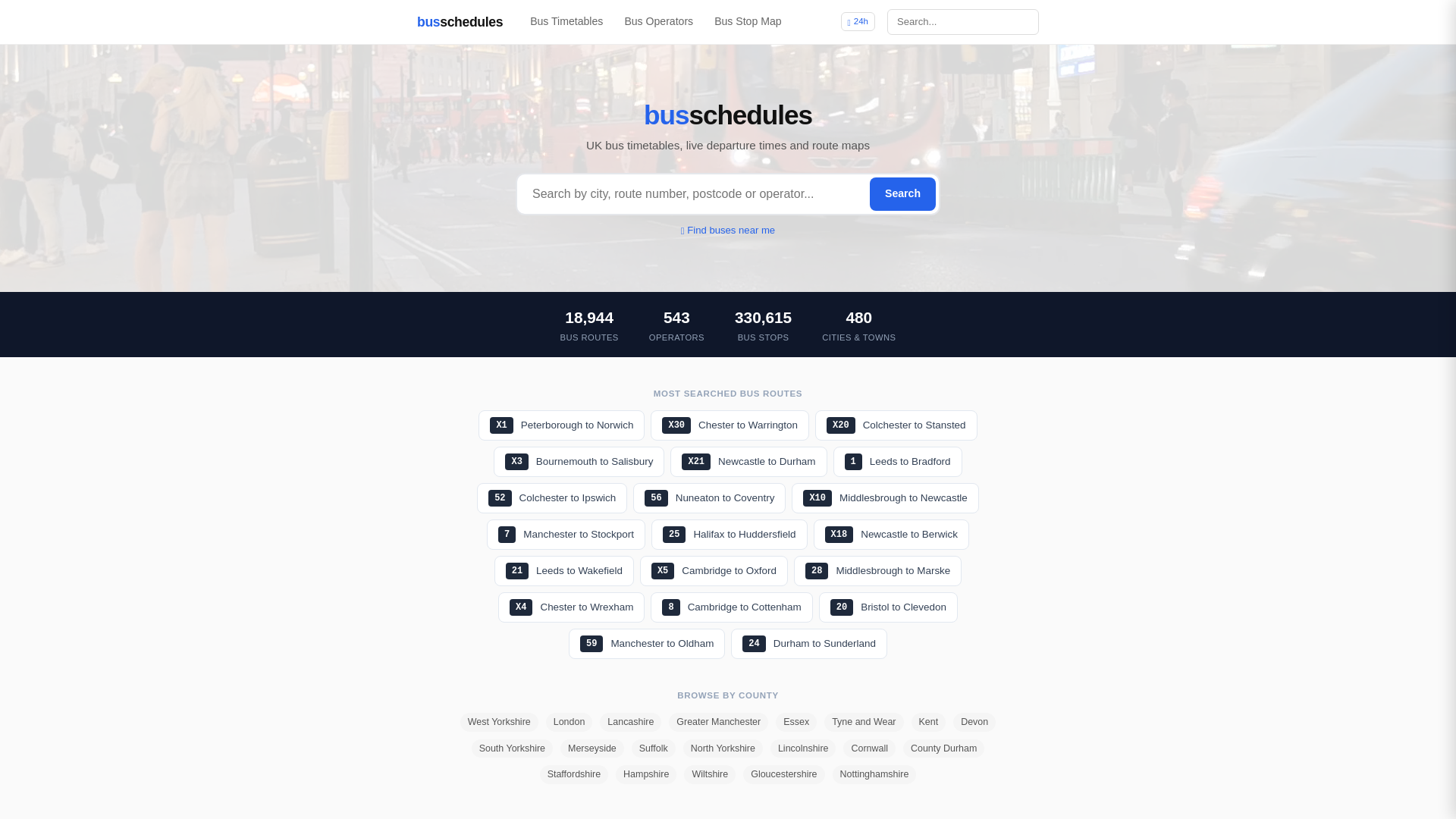 website screenshot of https://busschedules.co.uk/