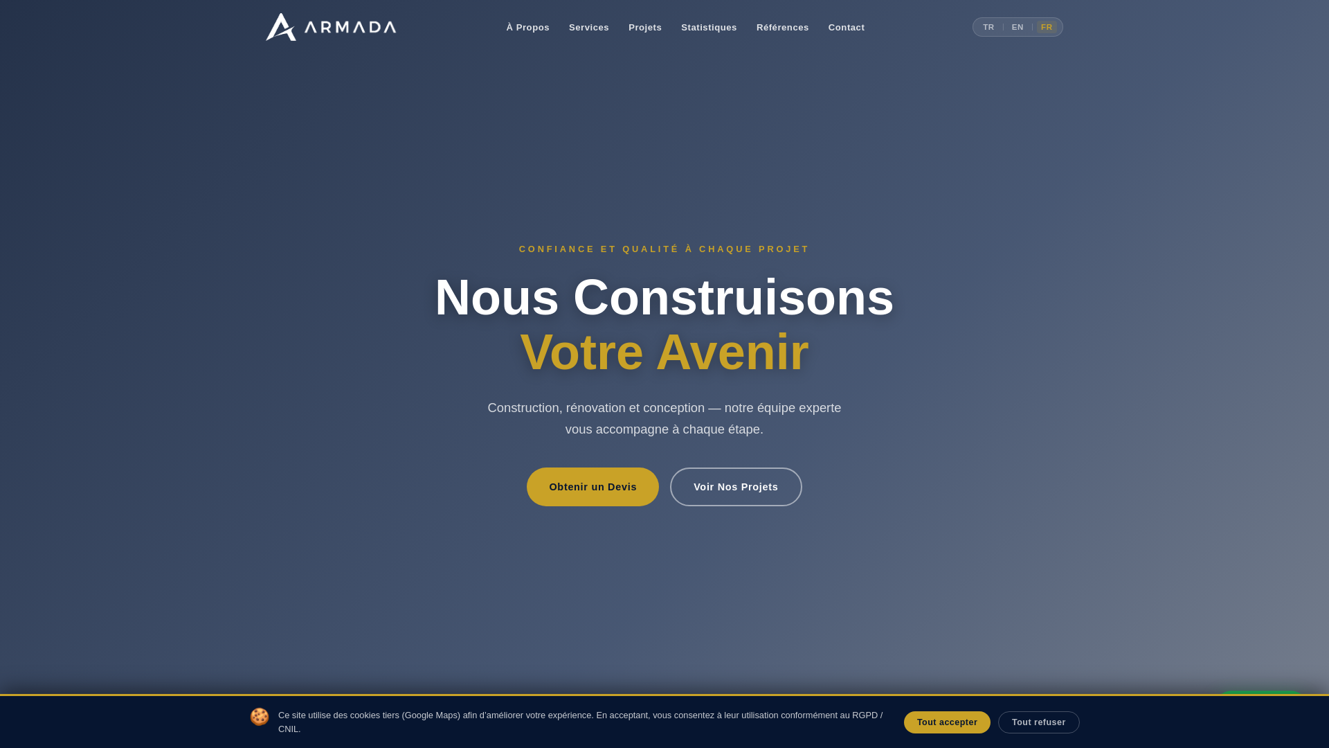 website screenshot of https://armadaofficial.fr/