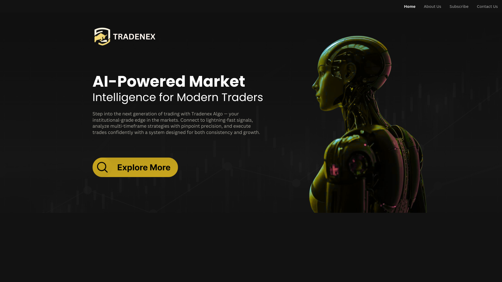 website screenshot of https://tradenexalgo.com/