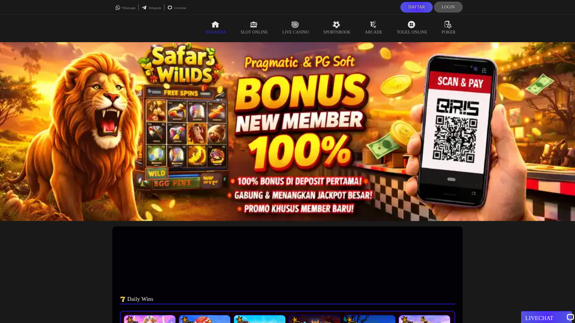 website screenshot of https://dinastitotodaftar.com/