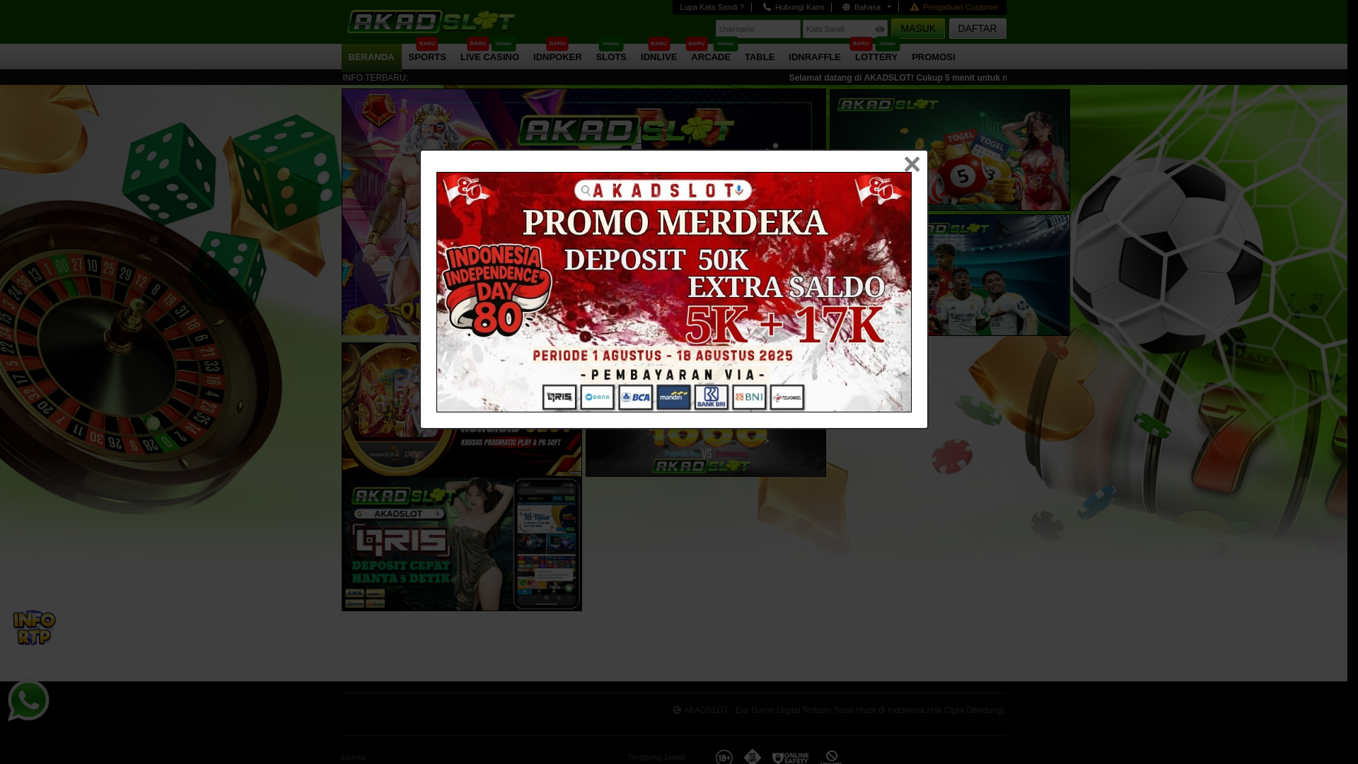 website screenshot of https://akadtepat.vip/