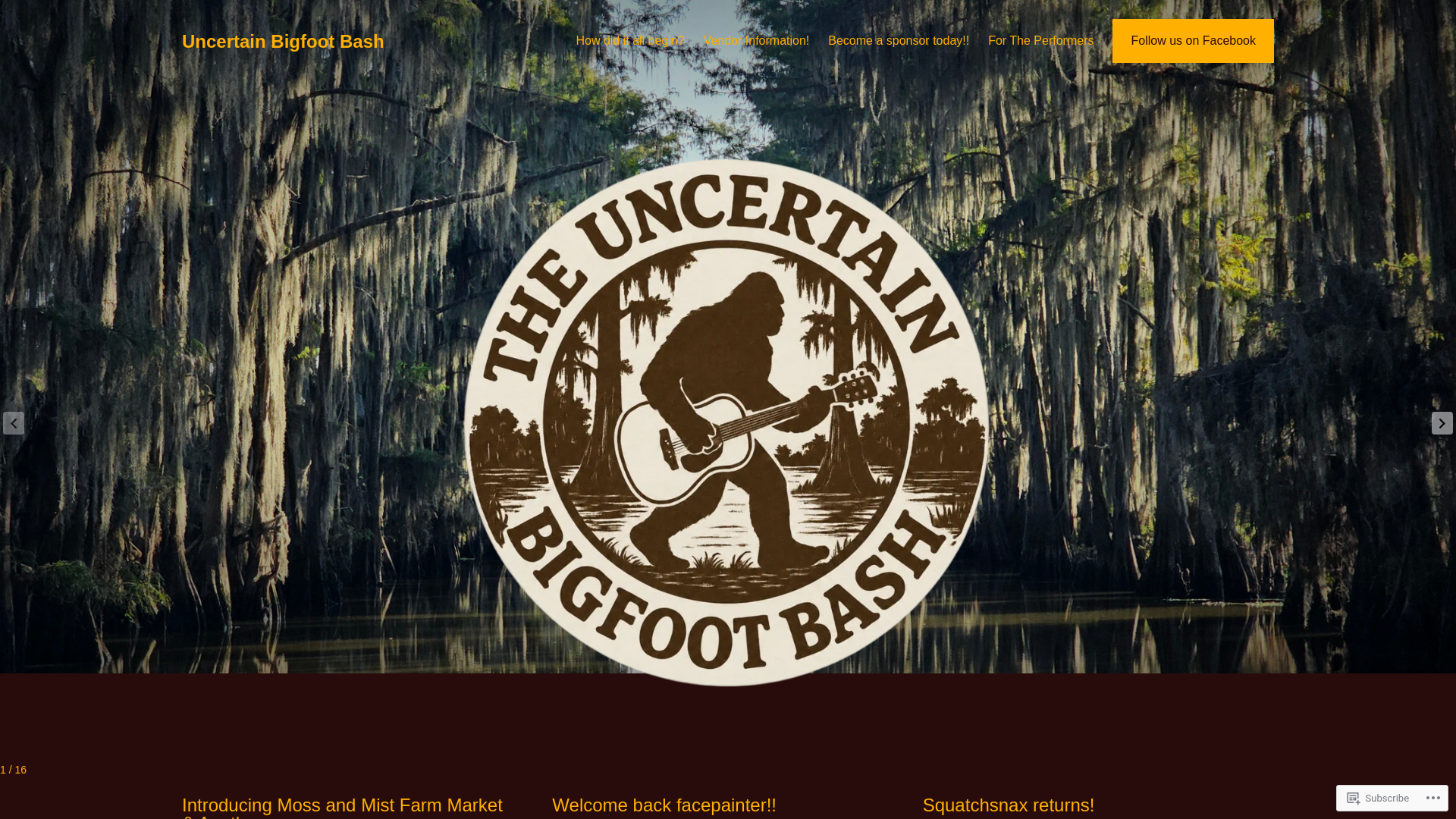 website screenshot of https://uncertainbigfootbash.com/