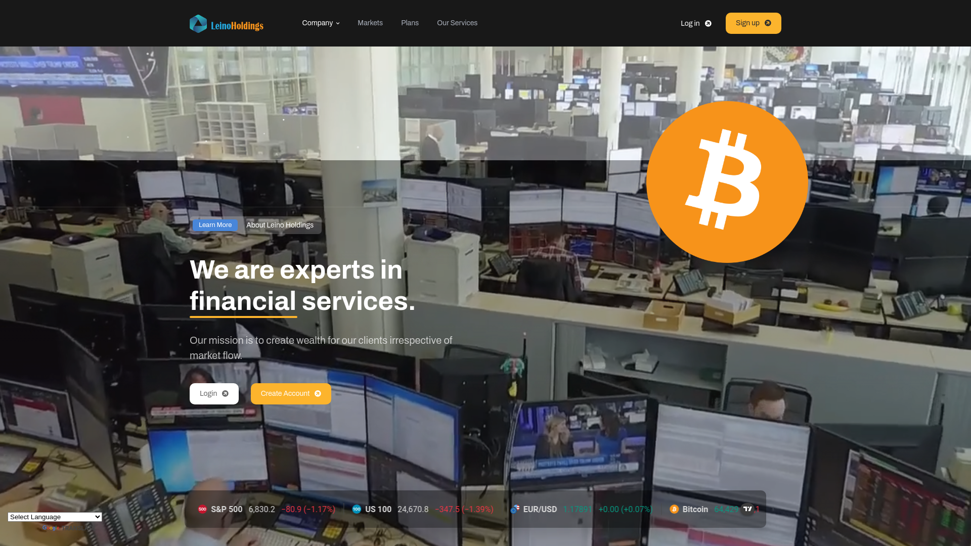 website screenshot of https://leinoholdings.com/