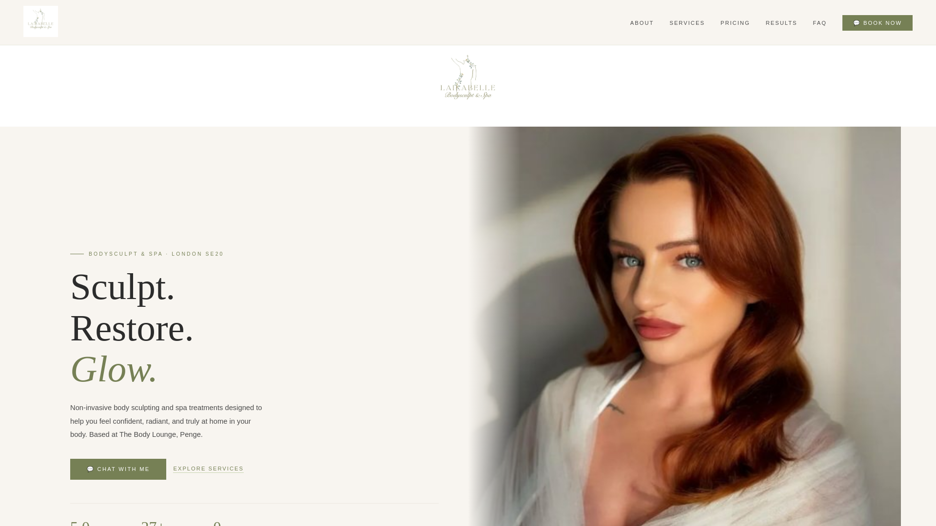 website screenshot of https://lailabellesbodysculpt.com/