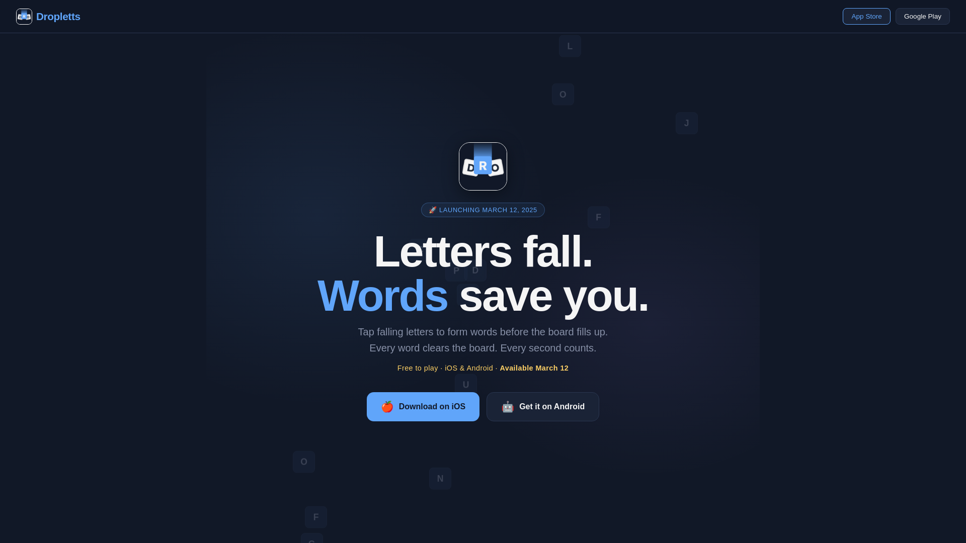 website screenshot of https://droplettsgame.com