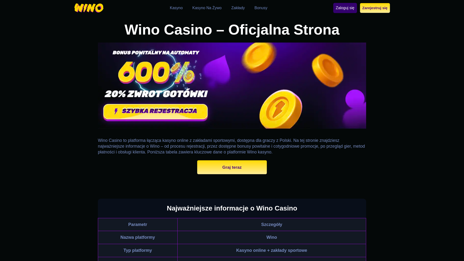 website screenshot of https://winocasino-pl-40903.pages.dev/