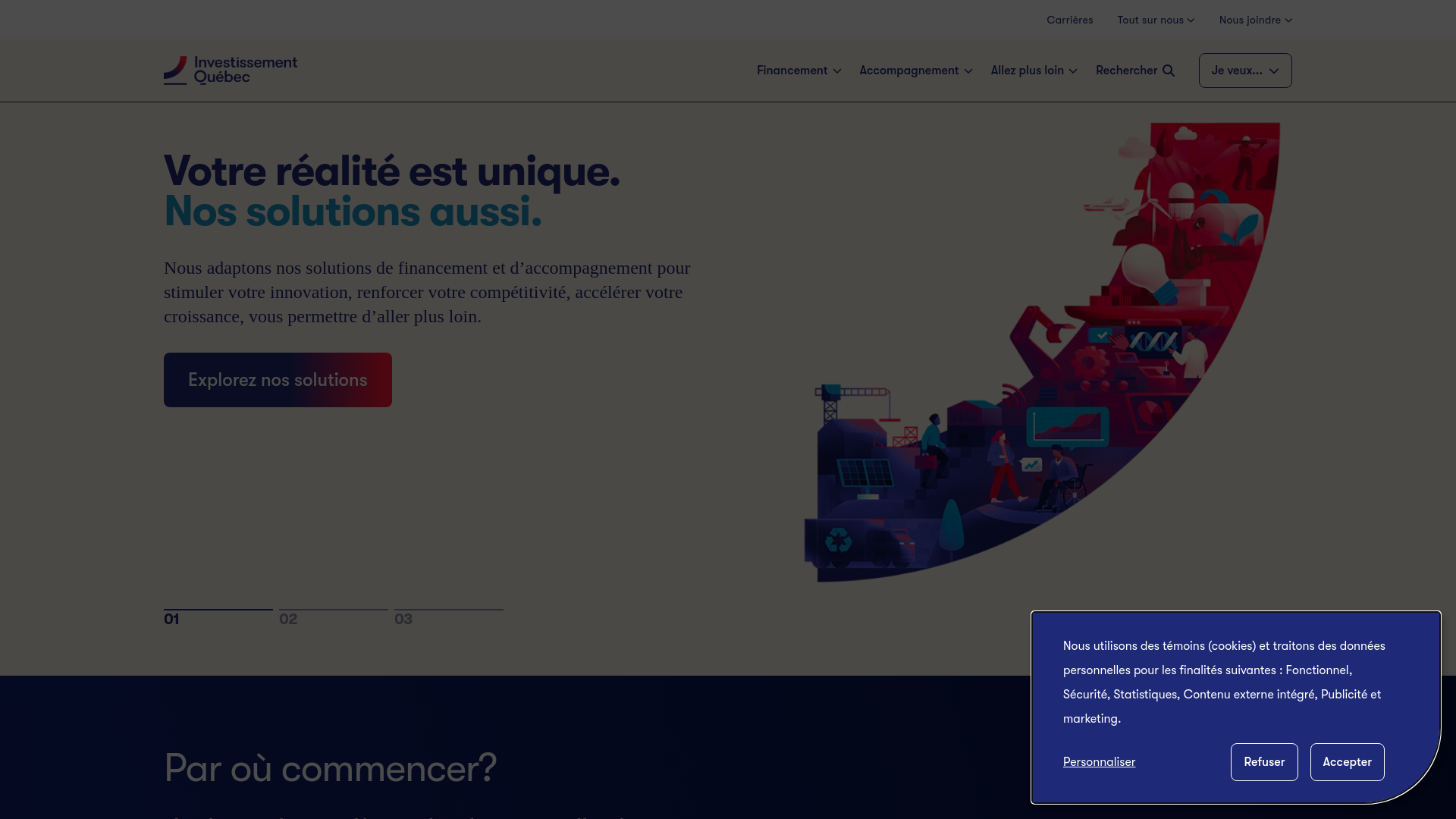 website screenshot of https://www.investquebec.com/