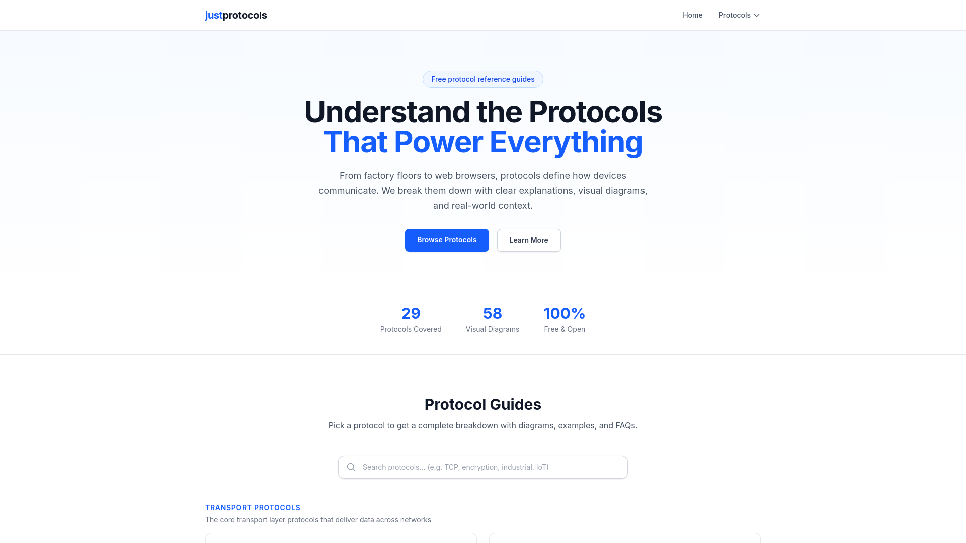 website screenshot of https://justprotocols.com/