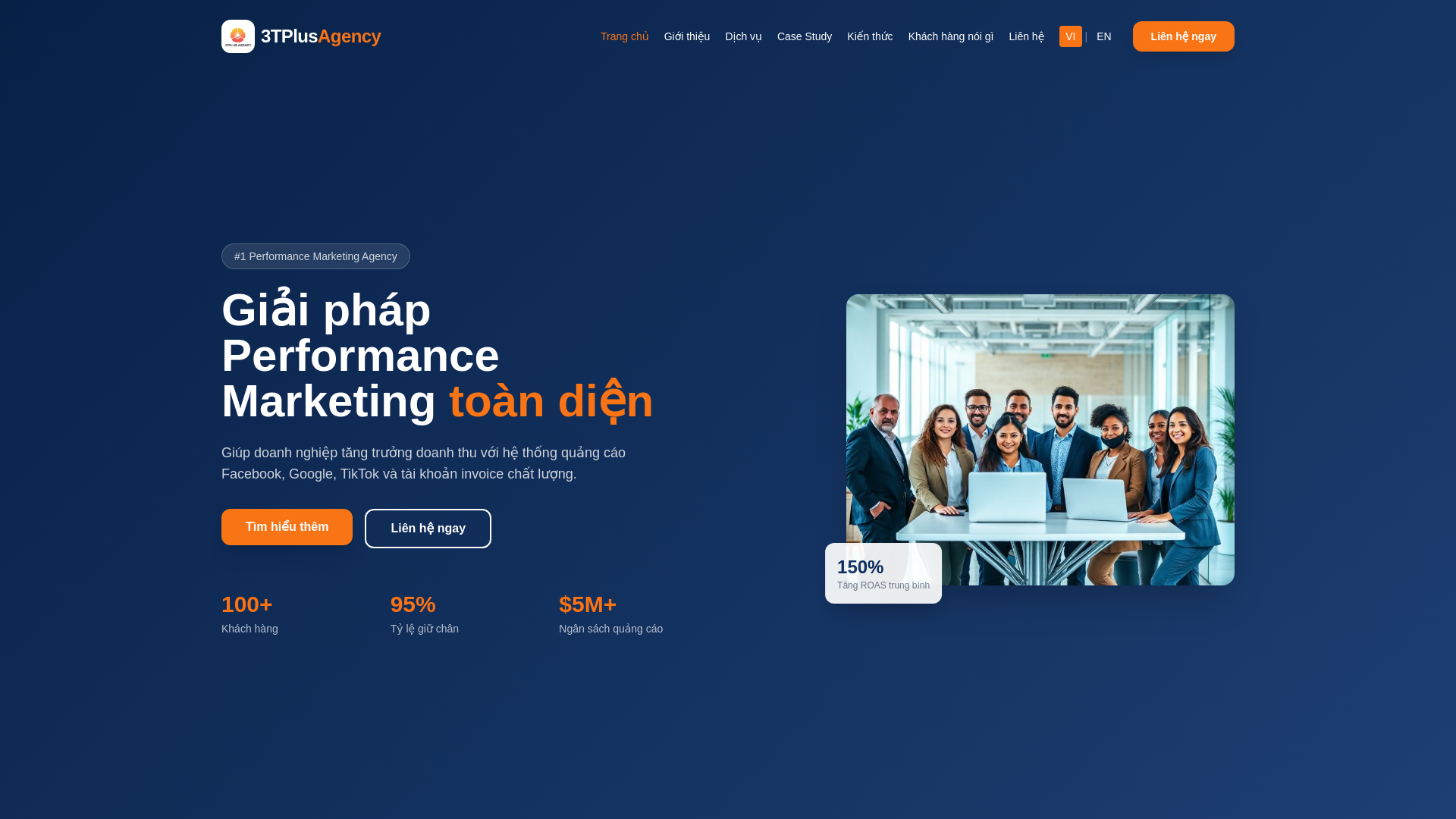 website screenshot of https://3tplusagency.com/