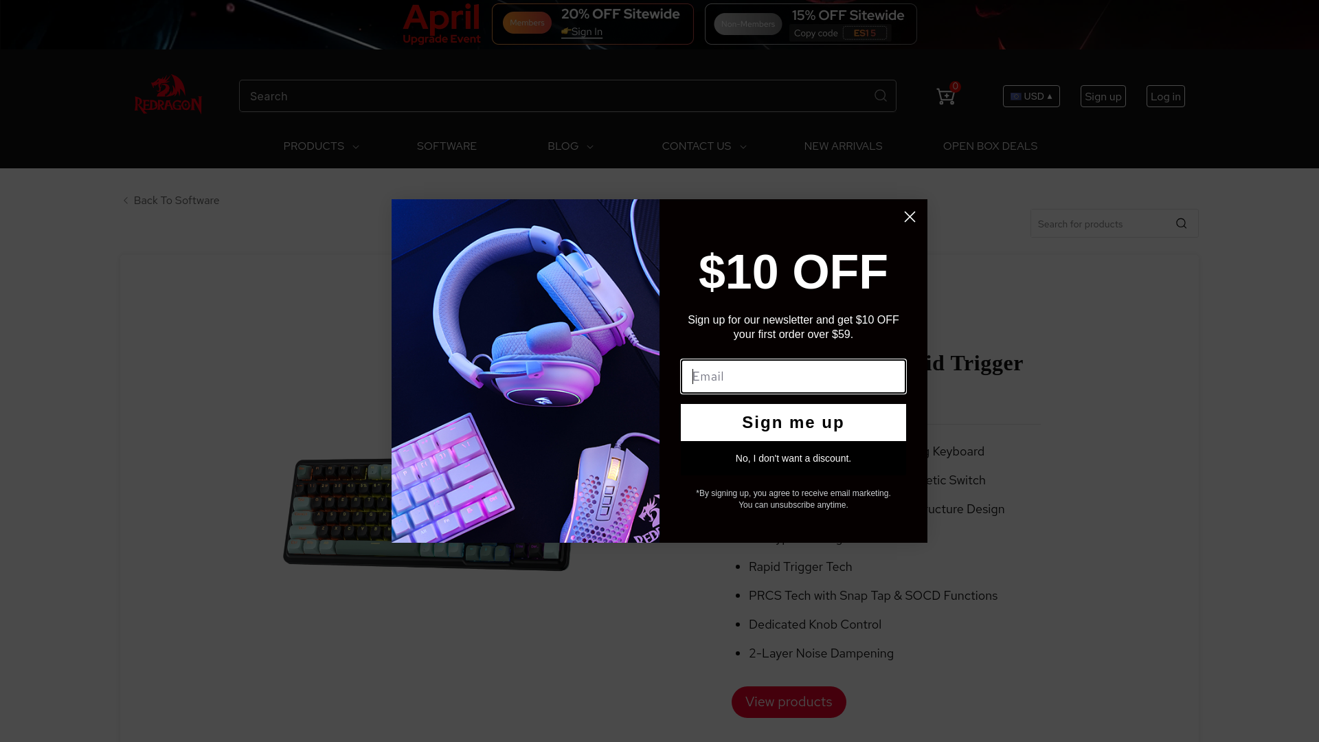 website screenshot of https://redragonshop.com/blogs/product-download/eisa-k686-he-rapid-trigger-gaming-keyboard