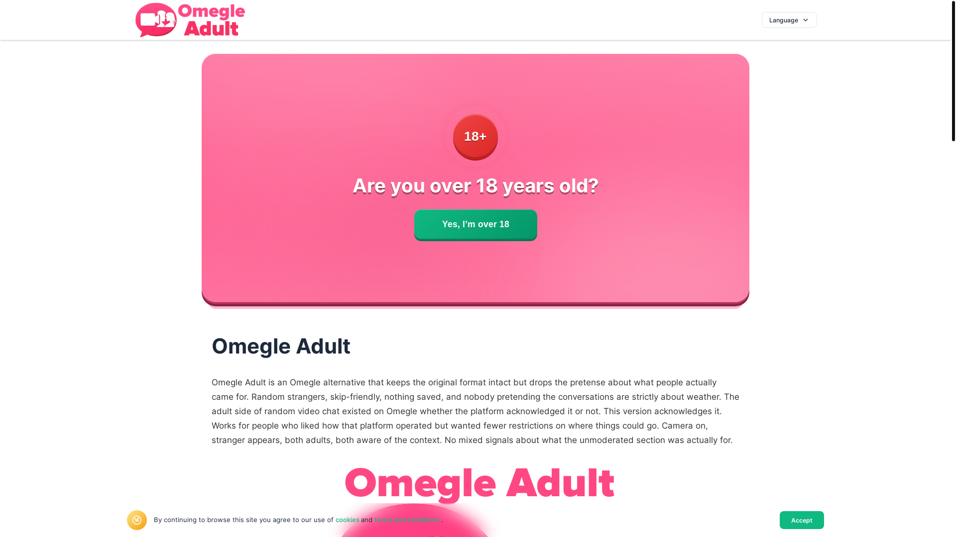 website screenshot of https://omegle-adult.org/