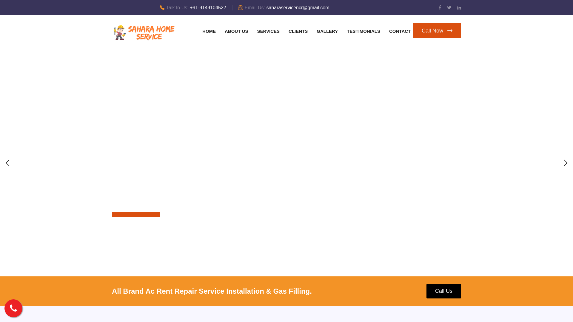 website screenshot of https://saharahomeservice.in