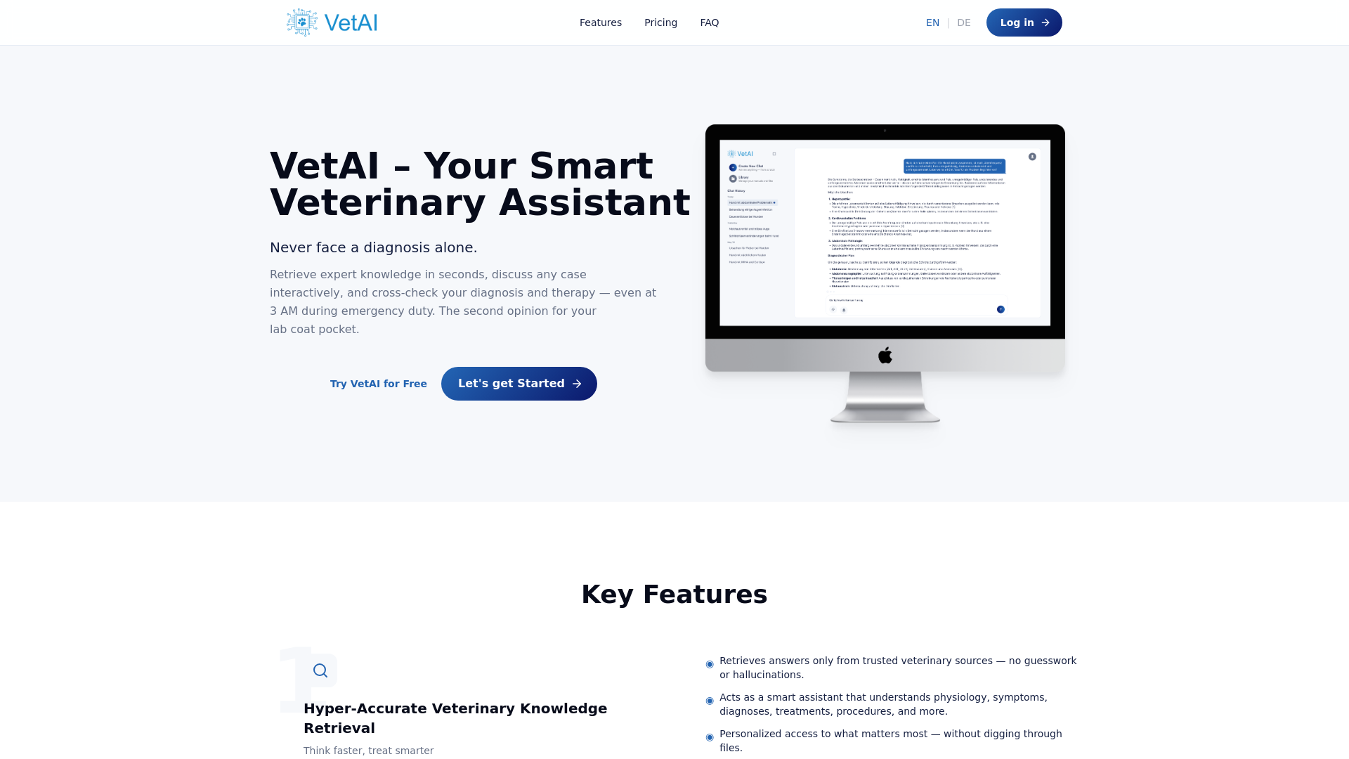 website screenshot of https://vetai.cloud/