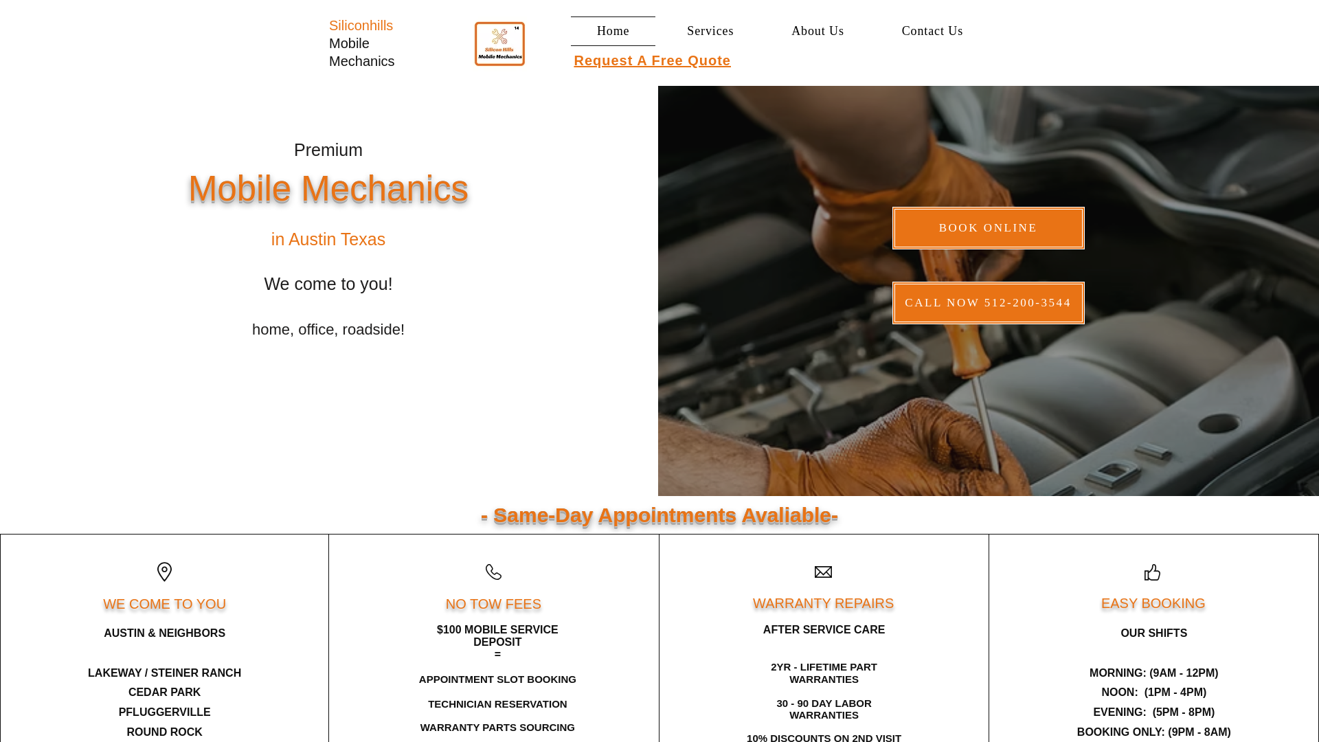 website screenshot of https://siliconhillsmechanics.com/