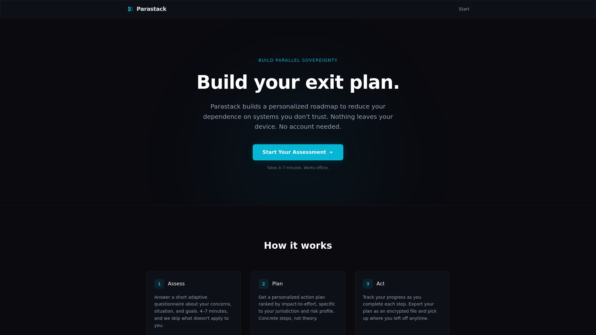 website screenshot of https://parastack.net