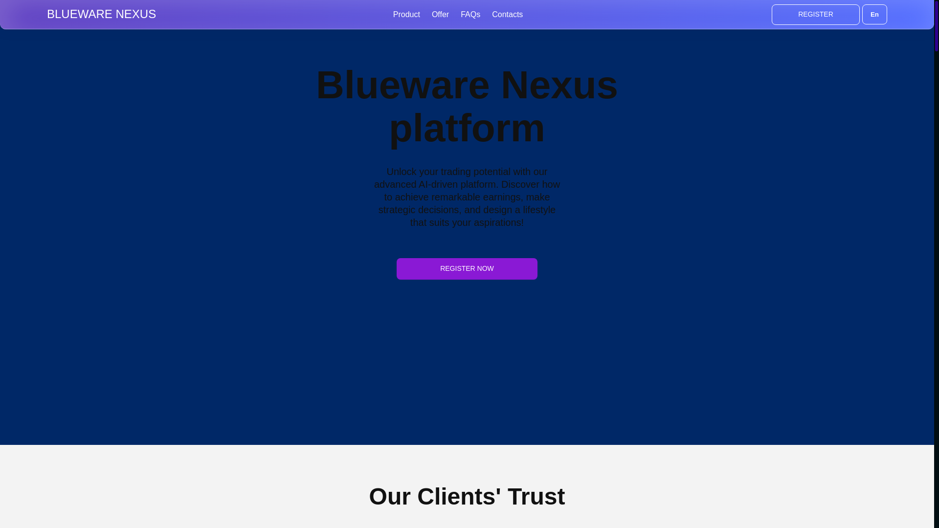 website screenshot of https://bluewarenexus.com/