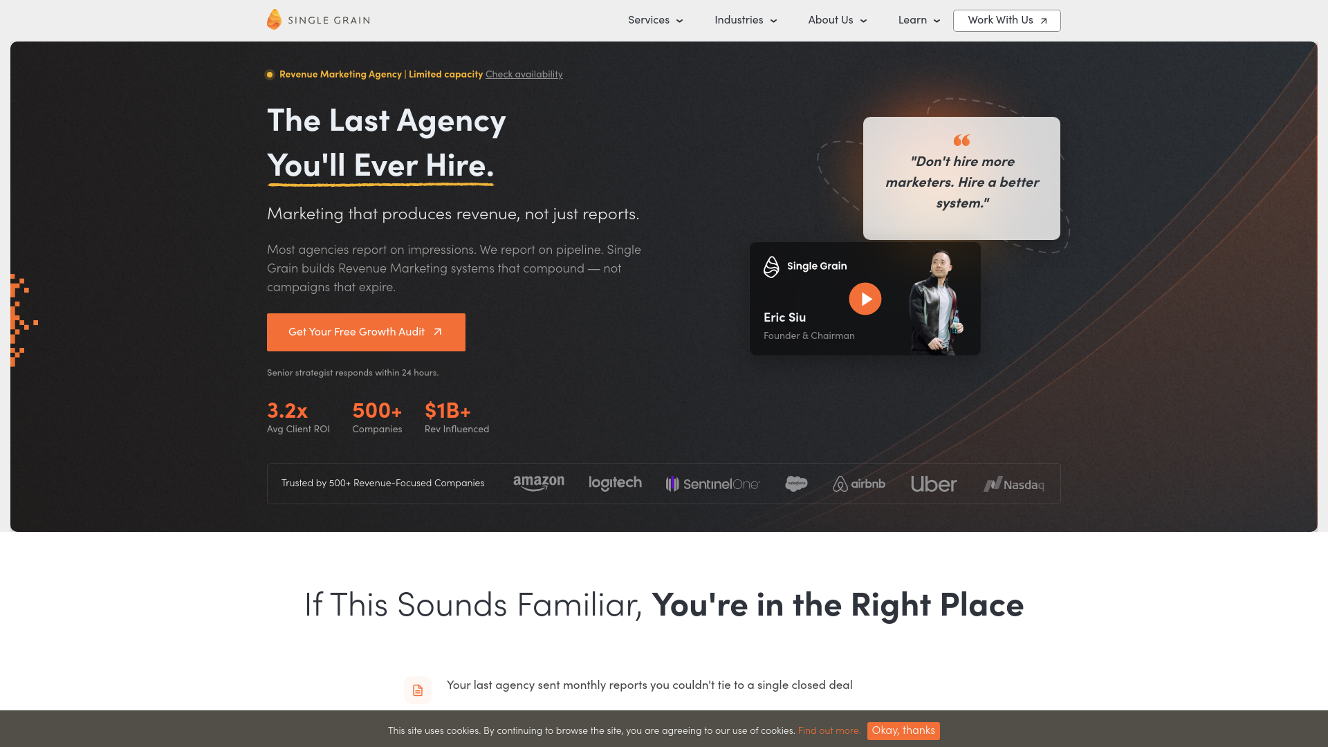 website screenshot of https://getsinglegrain.biz