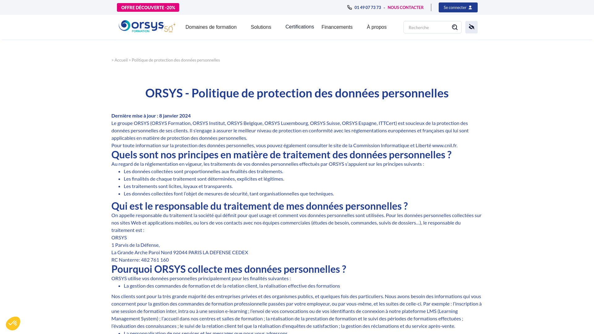 website screenshot of https://www.orsys.fr/infos-pratiques/rgpd