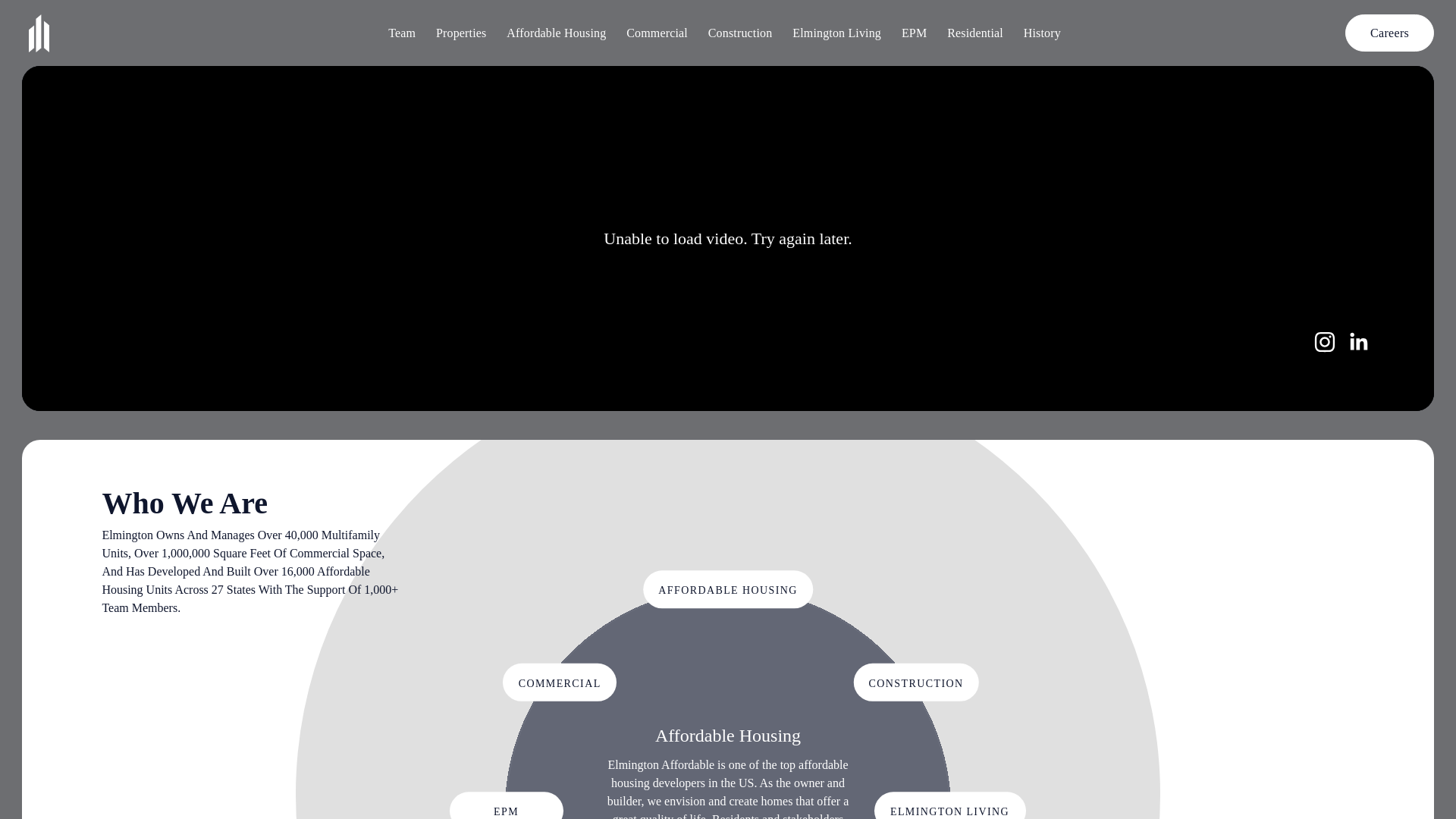 website screenshot of https://oneelmington.com/
