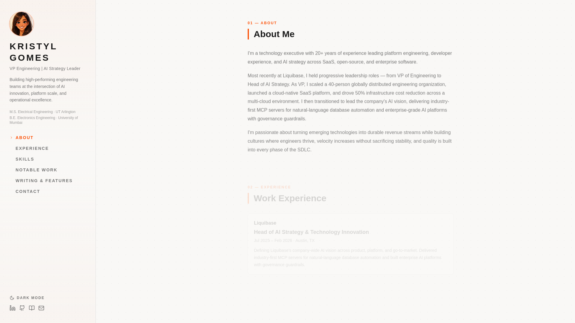 website screenshot of https://kristylgomes.com