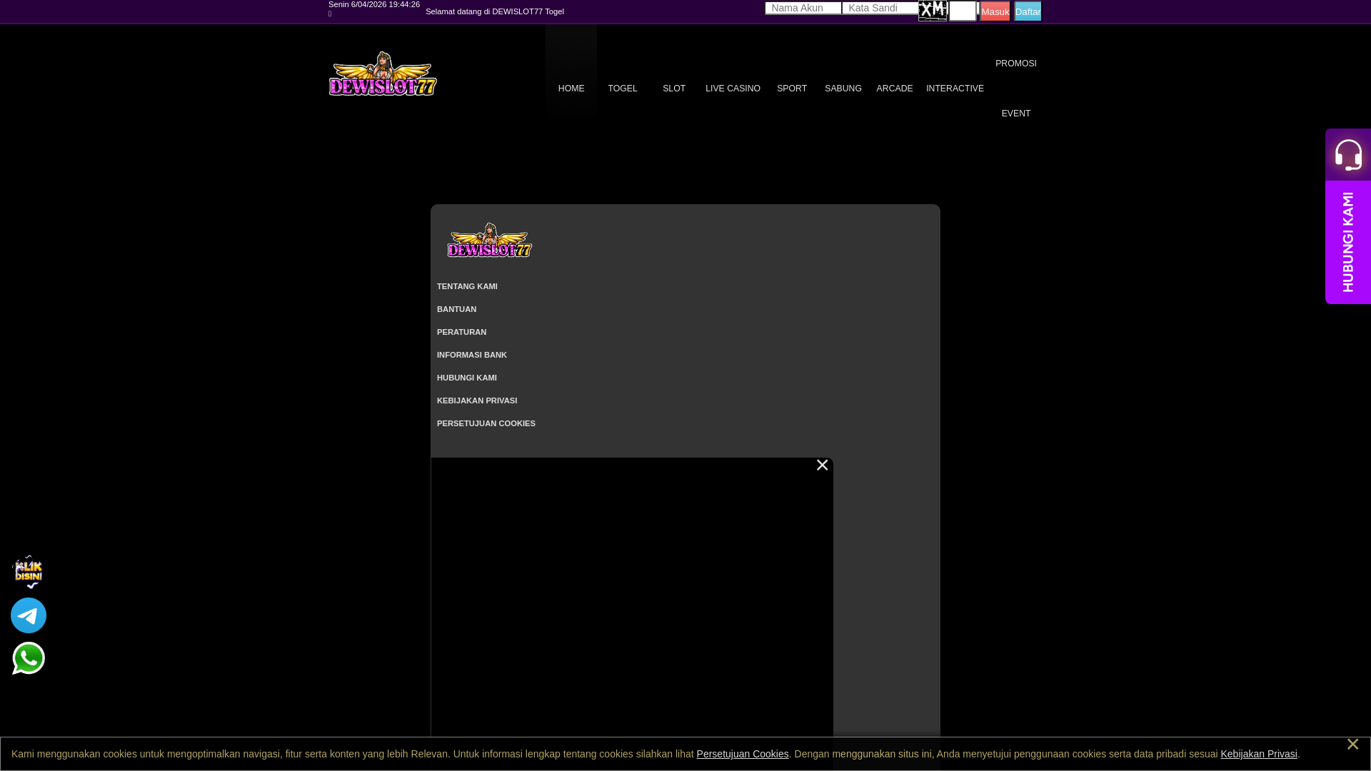 website screenshot of https://dewislot77dd.lol/