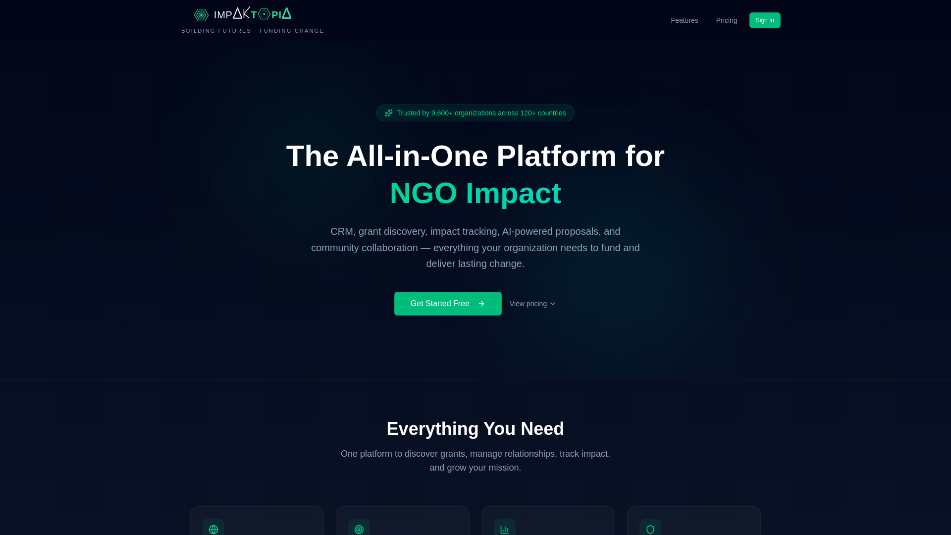 website screenshot of https://impactopia.app/