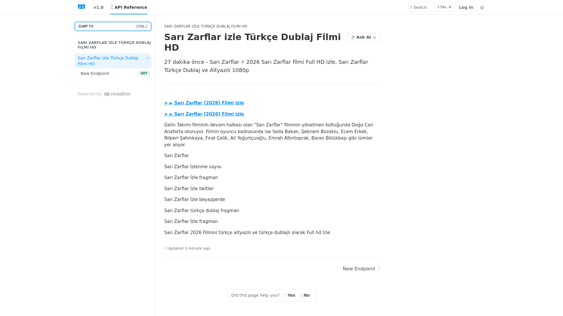 website screenshot of https://sari-zarflar-filmi.readme.io/reference/sarizarflar