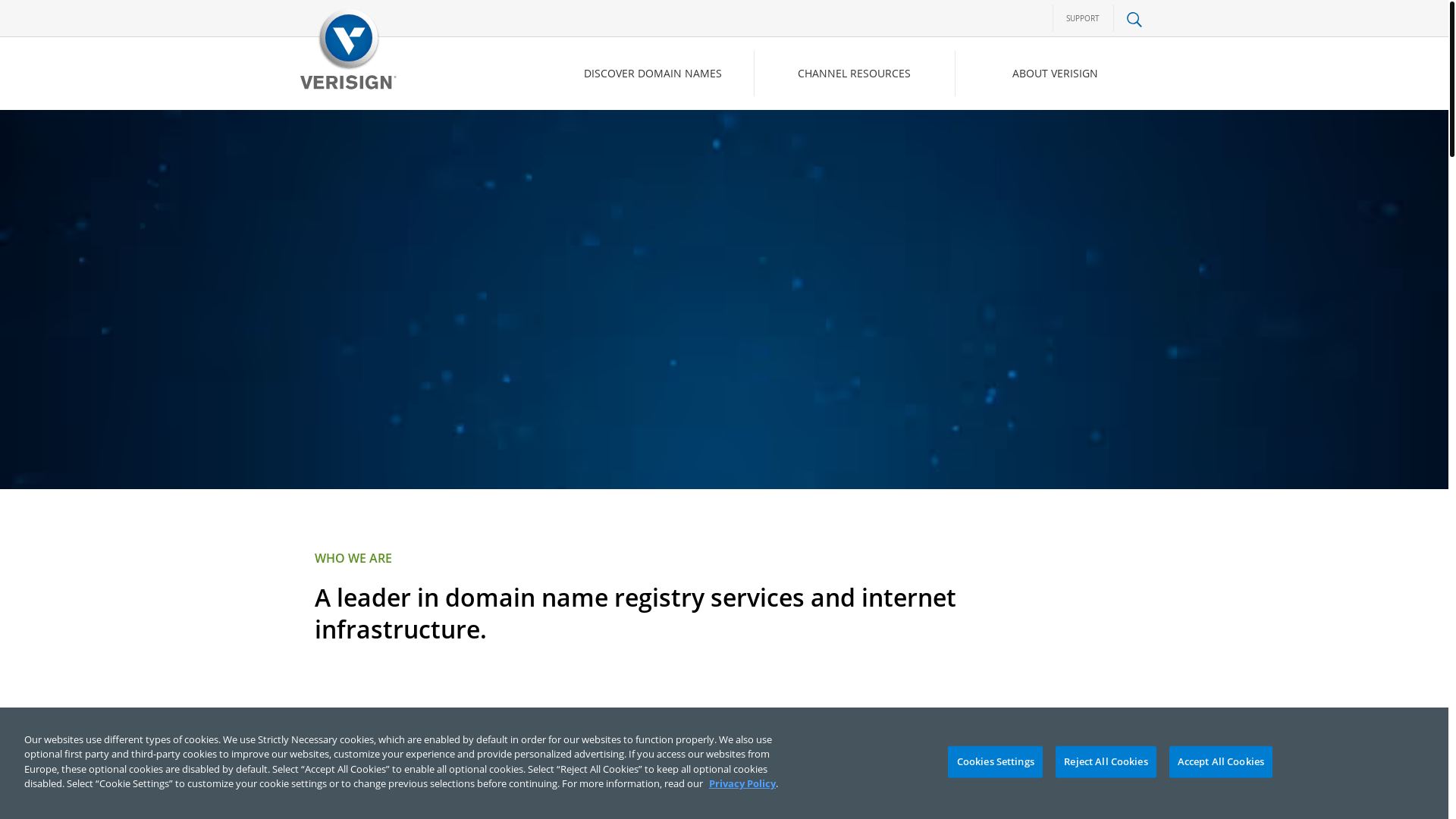 website screenshot of https://verisign.com