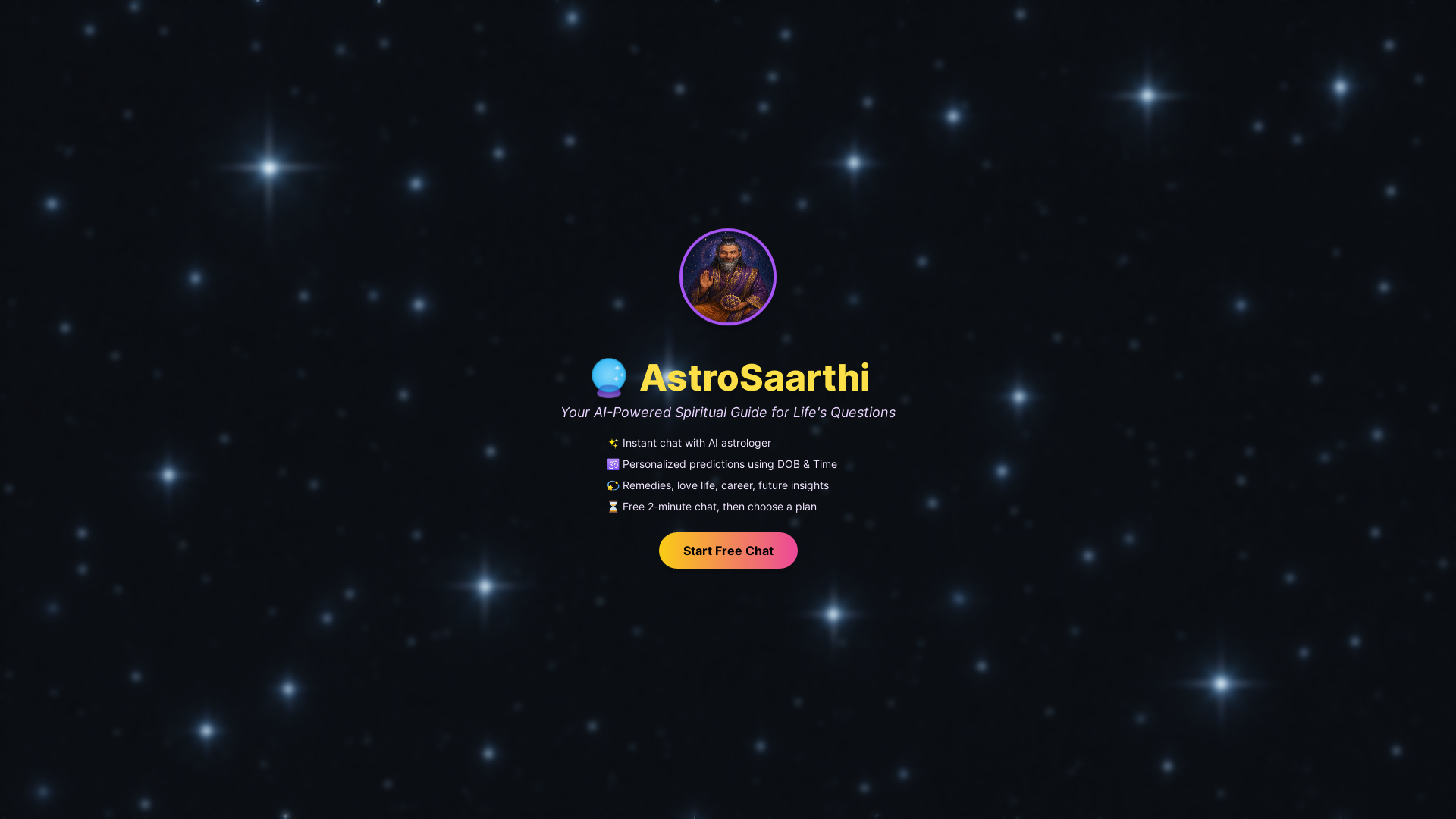 website screenshot of https://astrosarthiai.in/