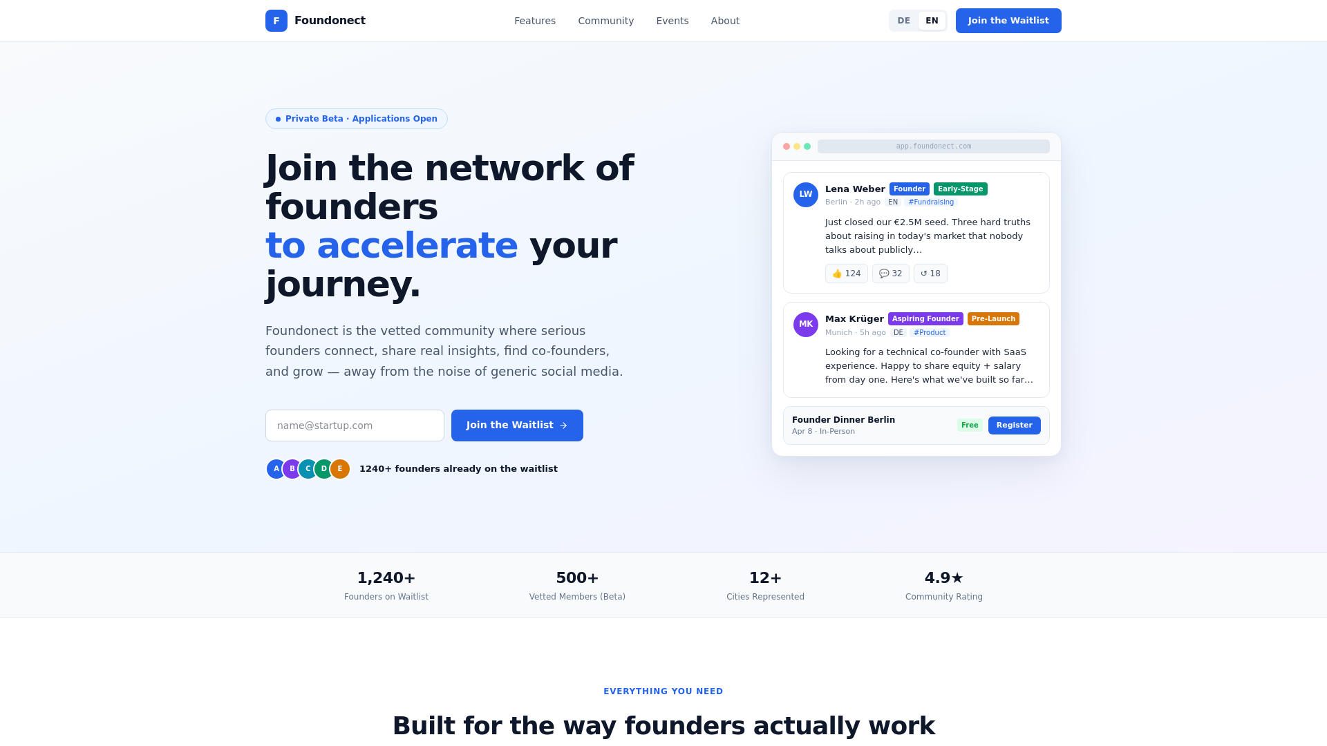 website screenshot of https://foundonect.com/