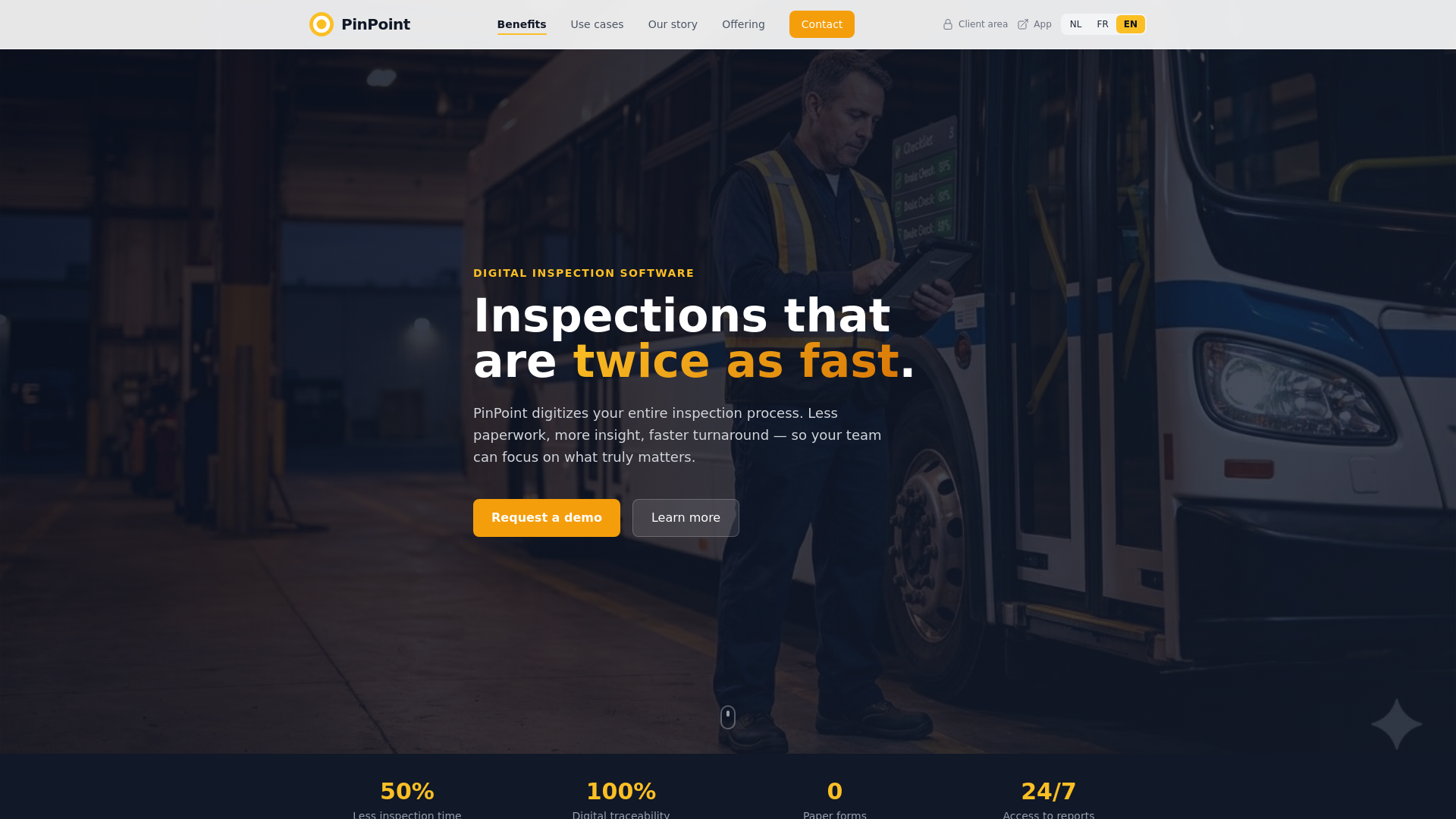 website screenshot of https://pinpointinspections.be