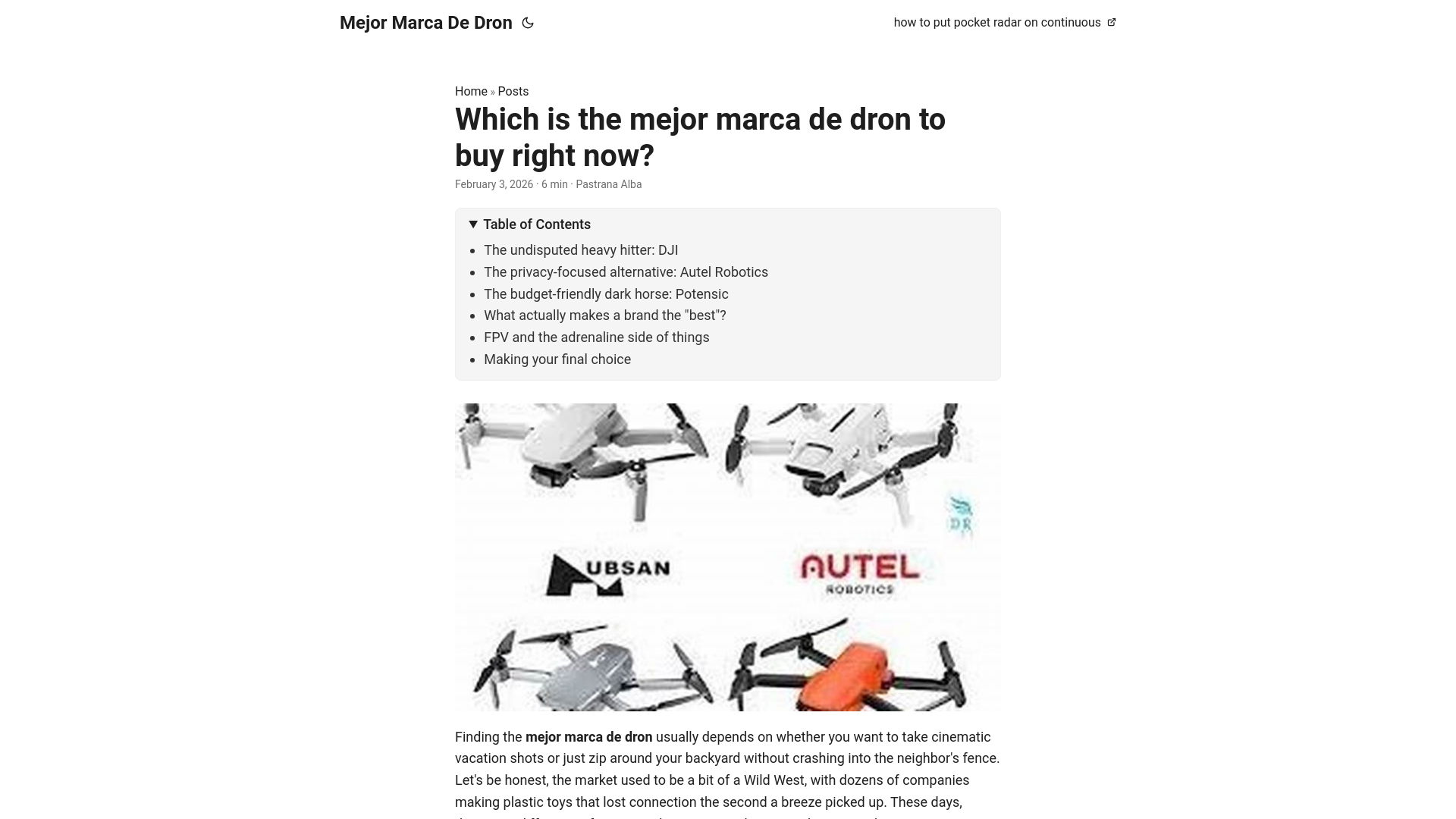 website screenshot of https://mejor-marca-de-dron.pages.dev/