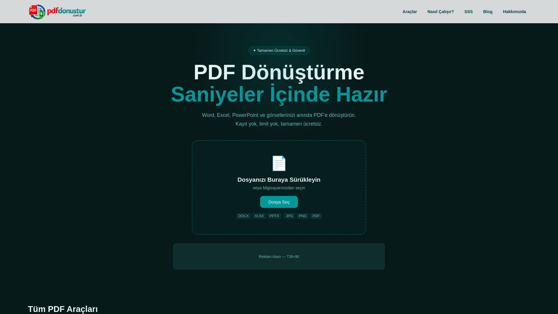 website screenshot of https://pdfdonustur.com.tr/