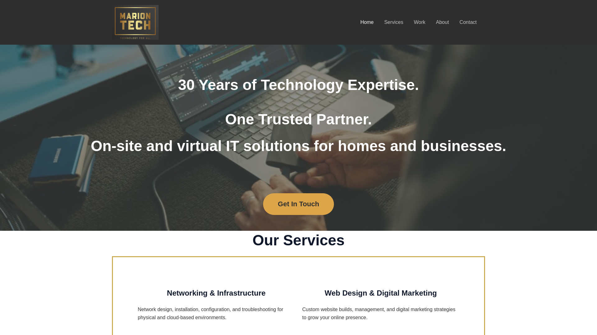 website screenshot of https://mariontechsolutions.com