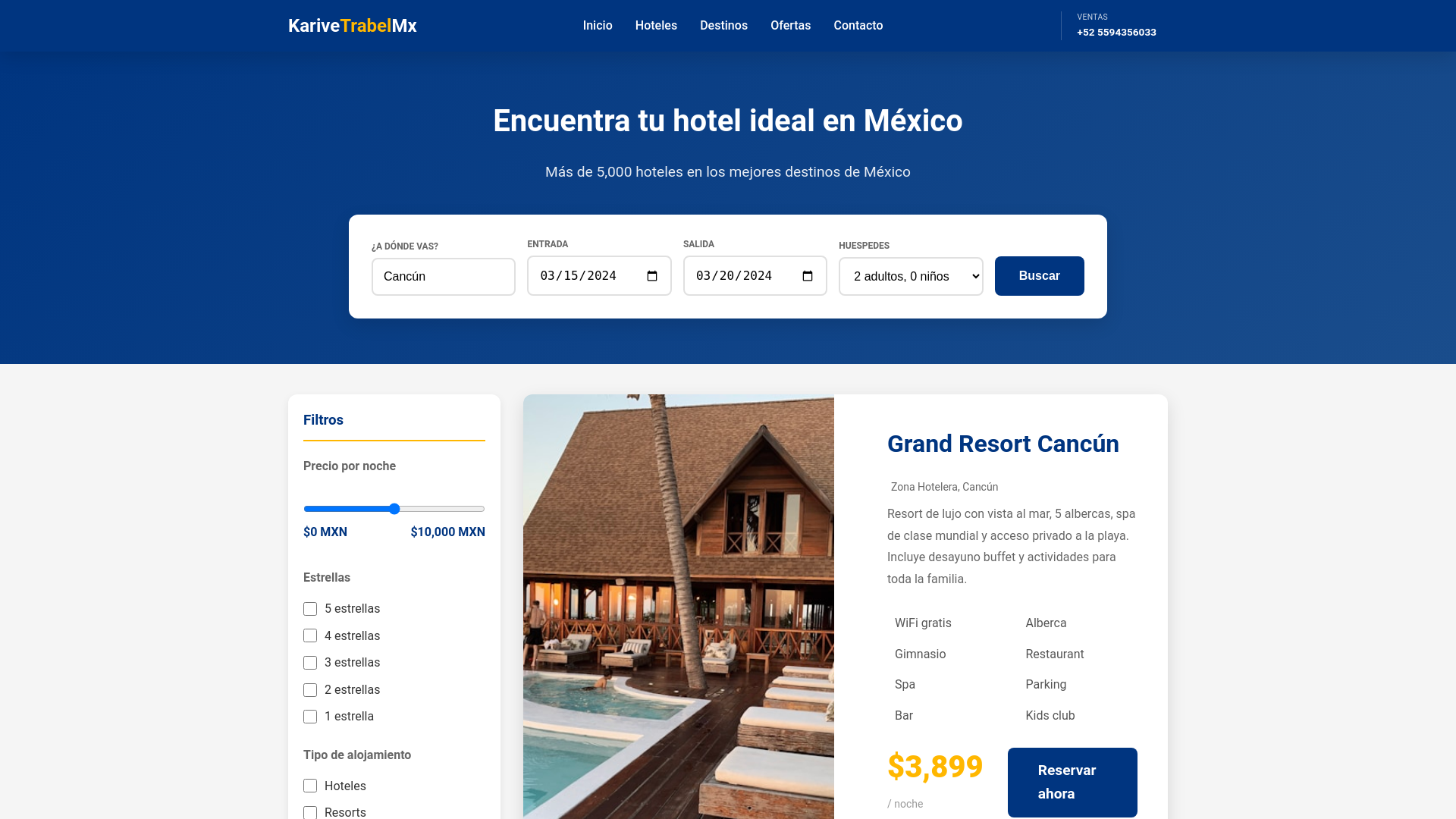 website screenshot of https://karivetrabelmx.com/